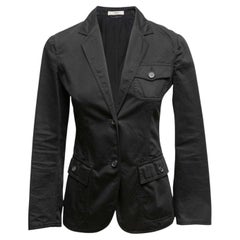 Schwarzer, figurbetonter Blazer aus Baumwolle von Prada, Größe IT 38