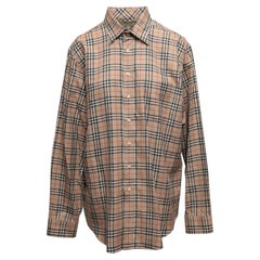 Beige & Multicolor Burberry Nova Check Button-Up Shirt Size US XL