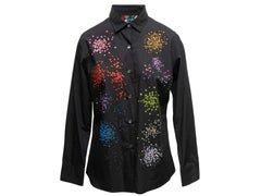 Black & Multicolor Libertine Rhinestone-Embellished Button-Up Shirt Size US M