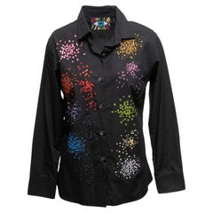 Black & Multicolor Libertine Rhinestone-Embellished Button-Up Shirt Size US M