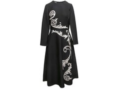 Black & White Oscar de la Renta Embroidered Long Sleeve Dress Size US S