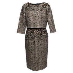 Black & Multicolor Oscar de la Renta Sequined Tweed Dress Size US M