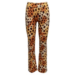 Vintage Tan & Multicolor Betsey Johnson Cheetah Print Bootcut Pants Size US M
