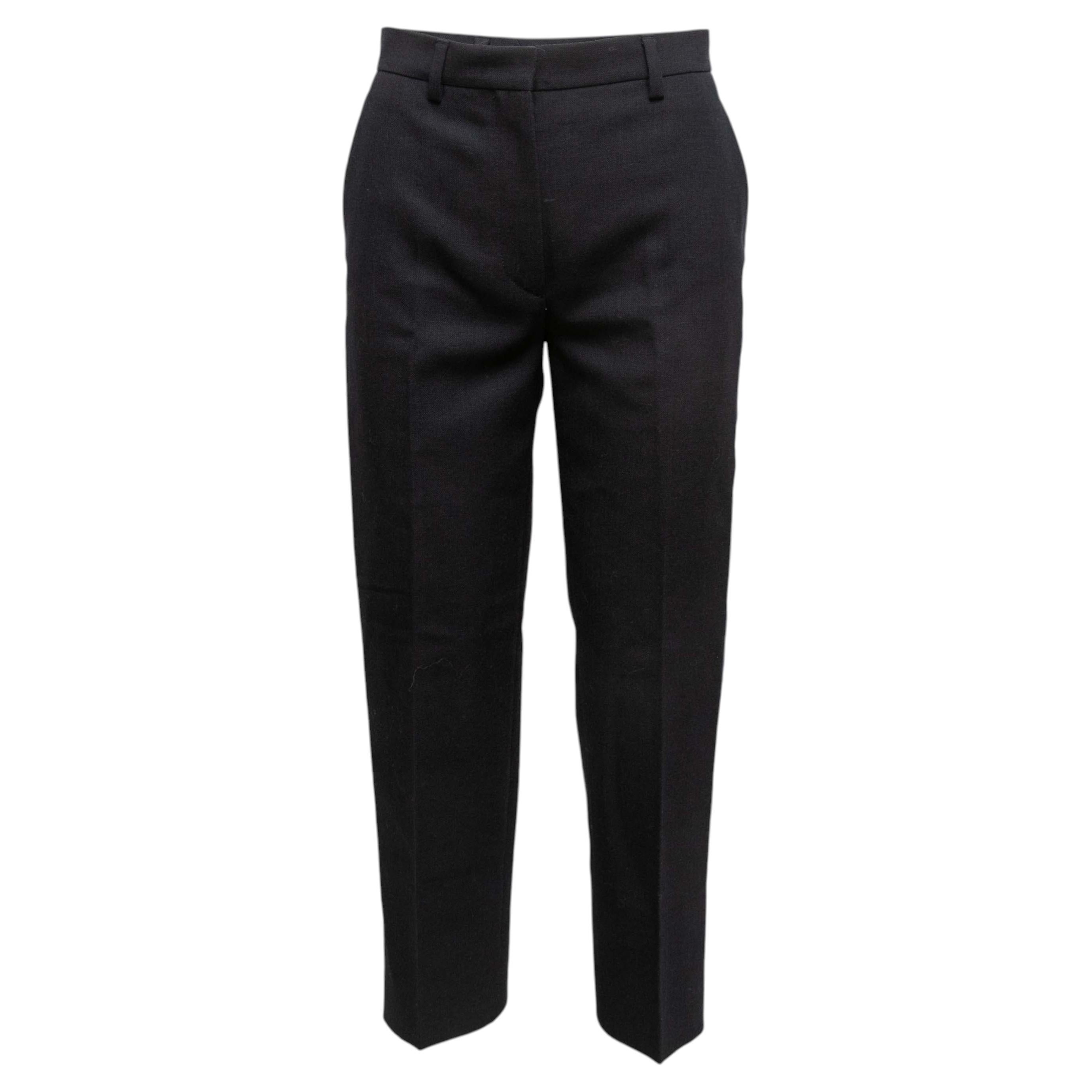 Black Prada Straight-Leg Pleated Trousers Size US XS For Sale at