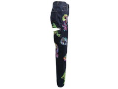Dark Wash & Multicolor Area Embroidered Cutout Jeans Size US 4