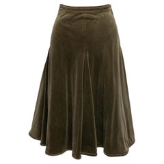 Vintage-A-Linien-Rock aus Samt von Valentino Garavani in Olivgrün, Größe US 6