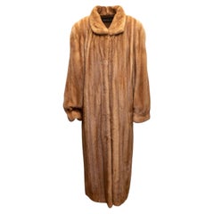 Cappotto lungo vintage in pelliccia di visone marrone di Adolfo