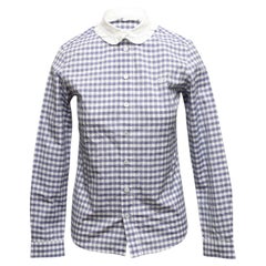 Camicia a maniche lunghe con bottoni a quadretti blu e bianchi di Celine