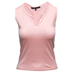 Top rosa in cotone senza maniche con scollo a V di Gucci