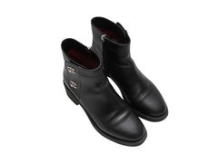 Black Chanel CC Turn-Lock Ankle Boots Size 39