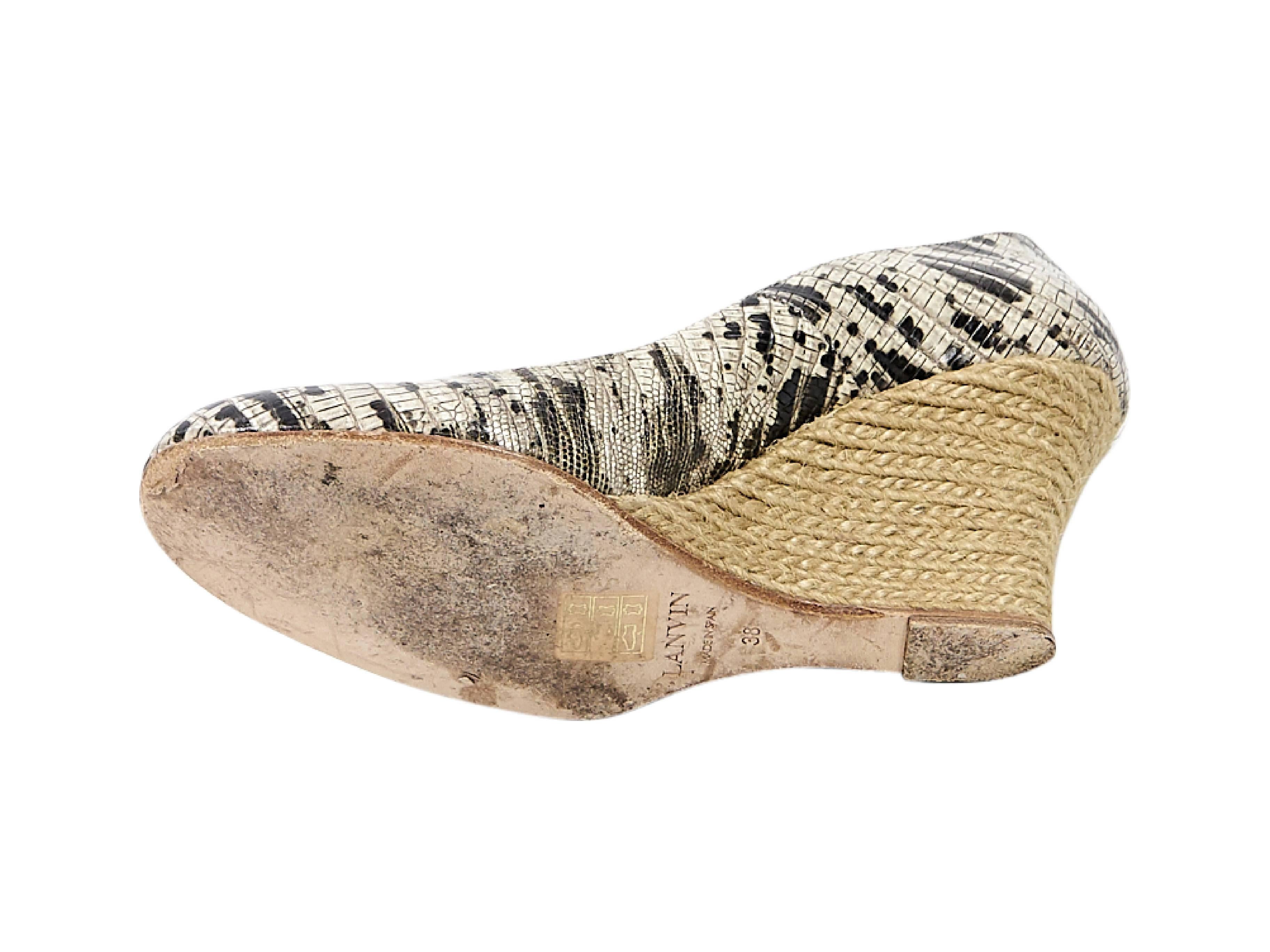 Beige Lanvin Embossed Espadrille Wedges In Good Condition In New York, NY