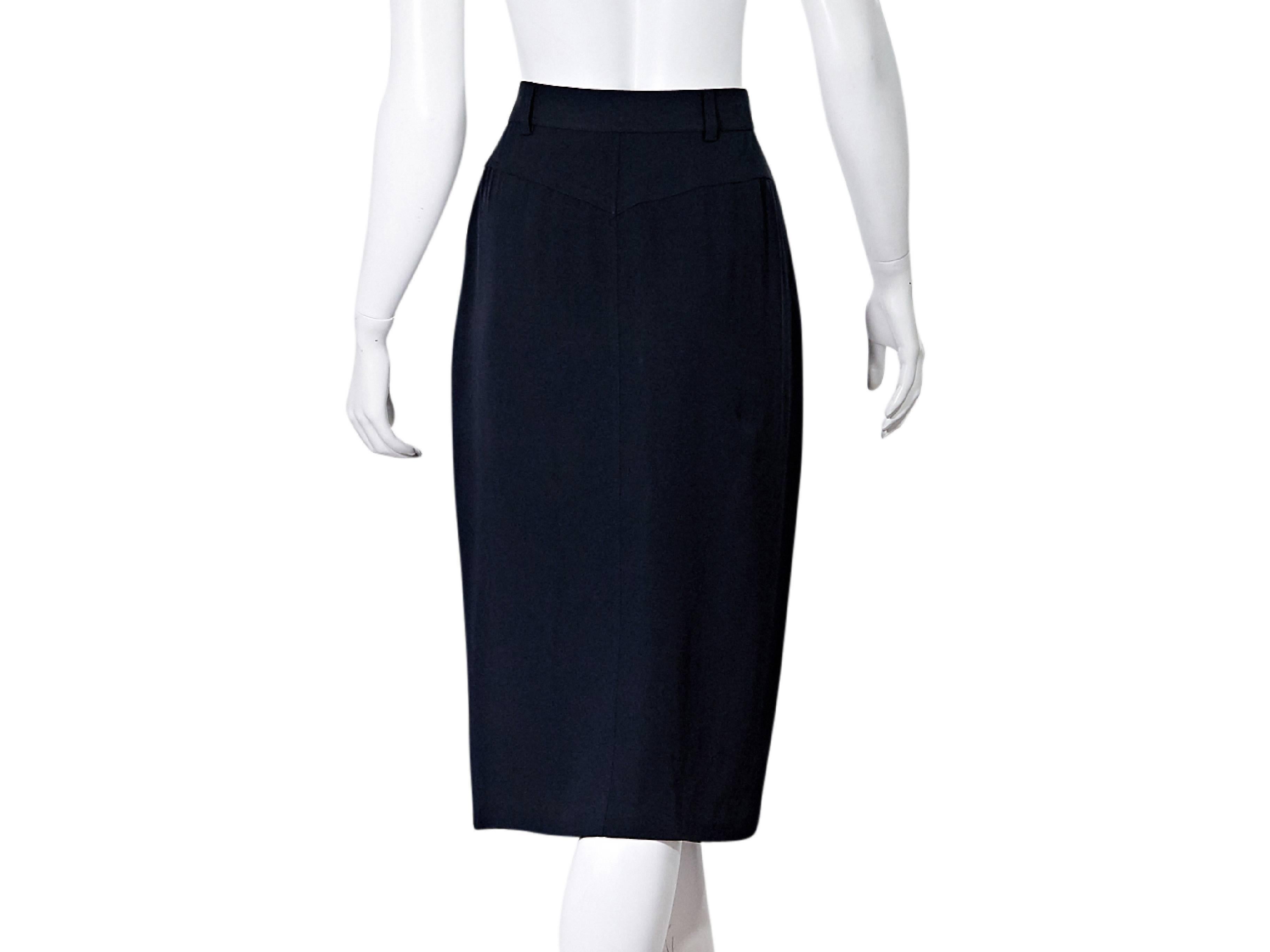 Black Navy Blue Chanel Silk Pencil Skirt