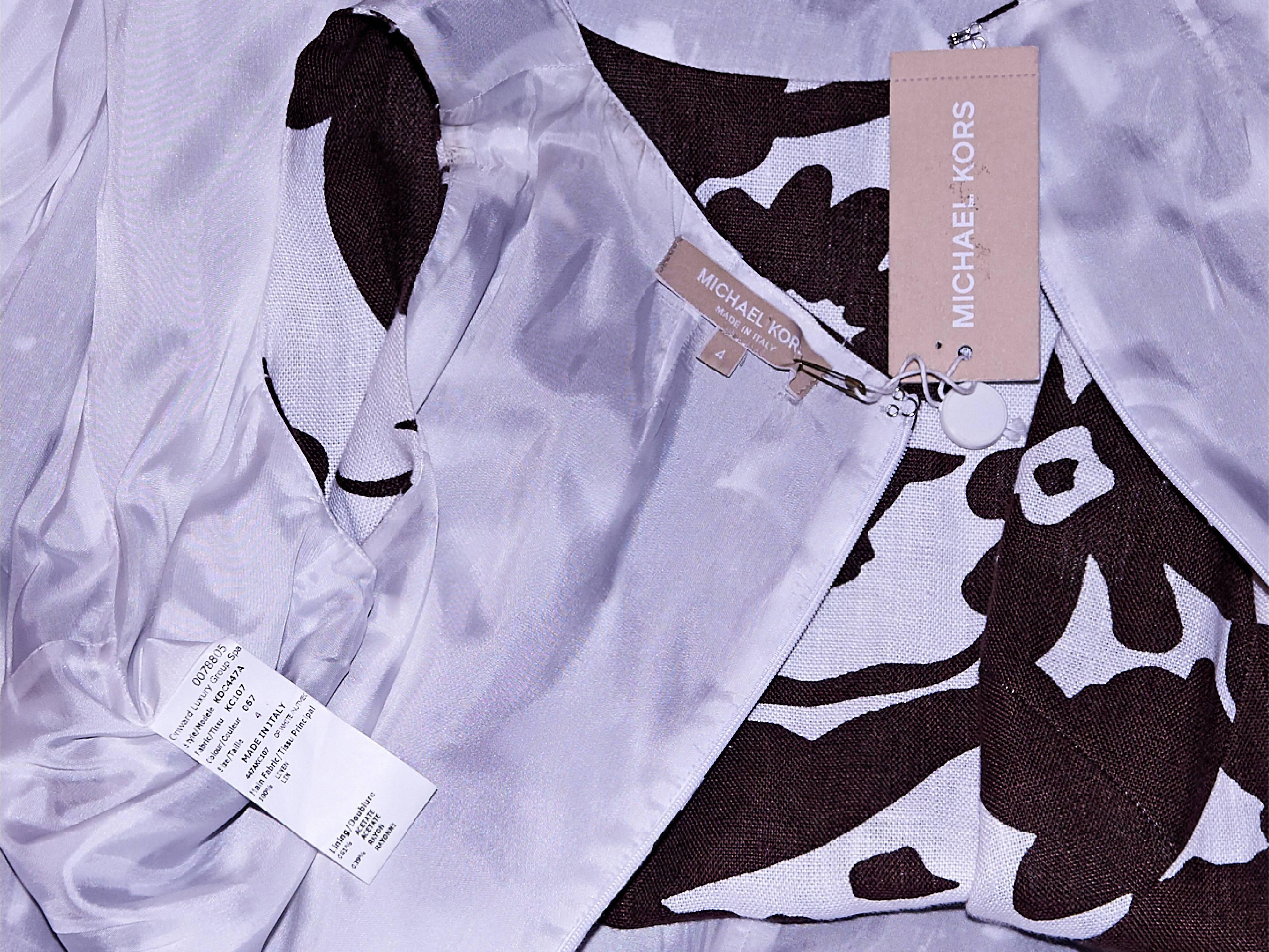 Black Brown & White Michael Kors Floral Sheath Dress