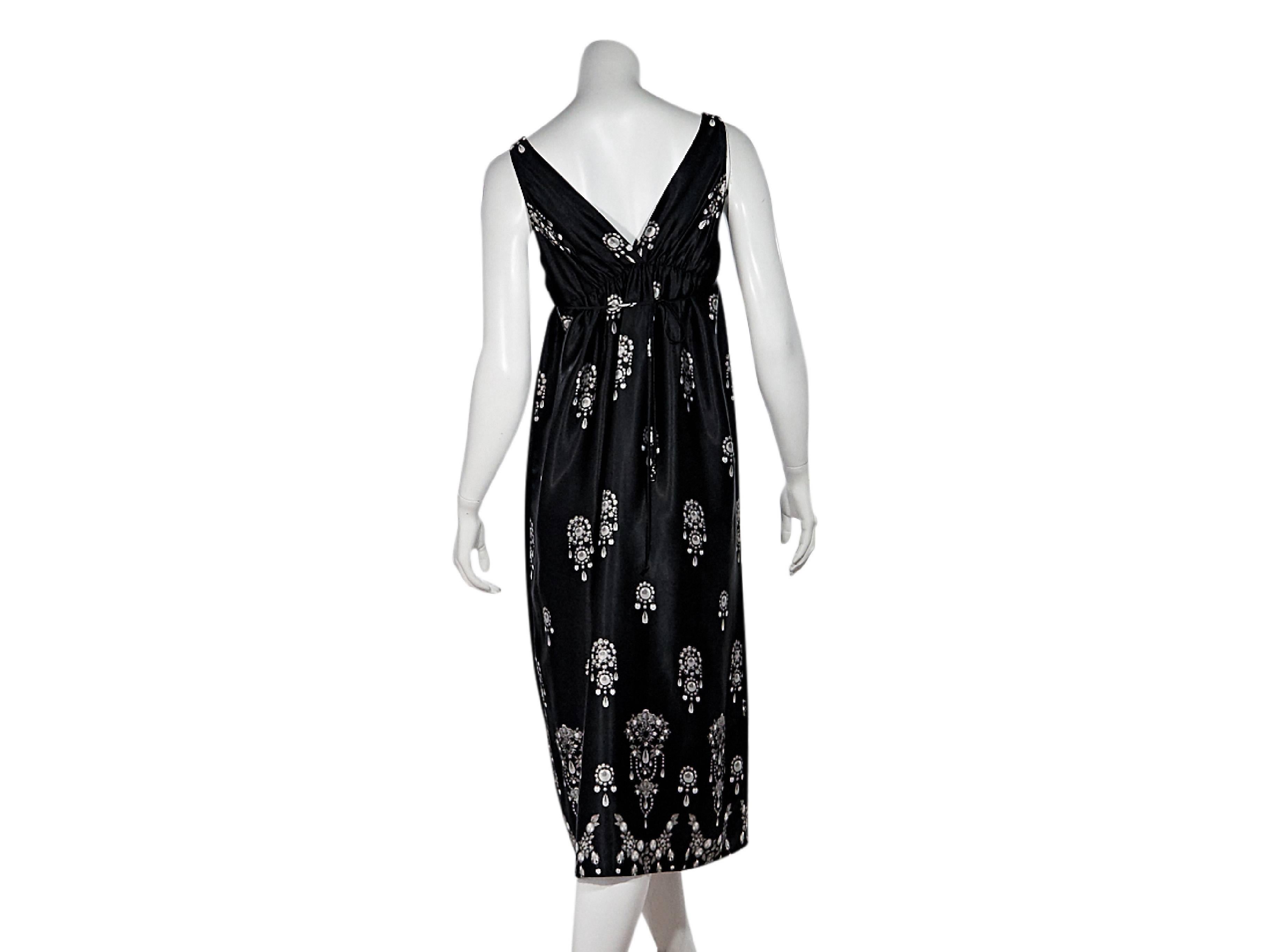 Black Oscar de la Renta Printed Silk Midi Dress In Good Condition In New York, NY