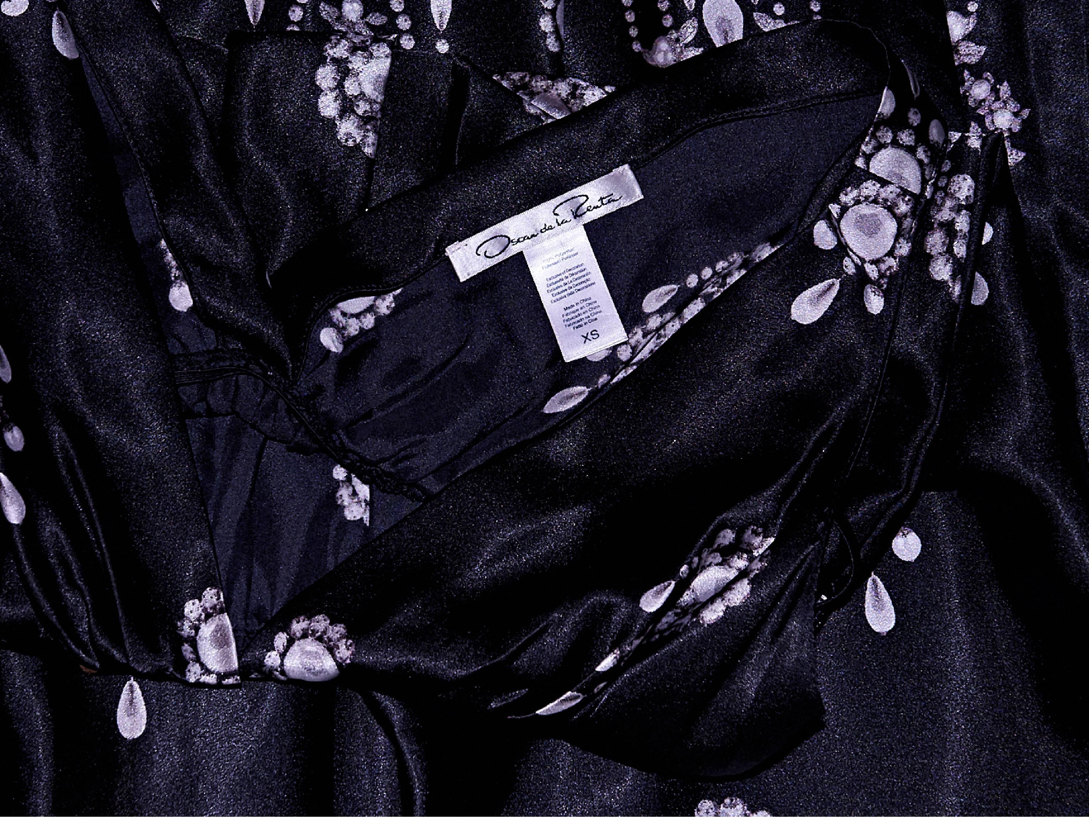 Women's Black Oscar de la Renta Printed Silk Midi Dress