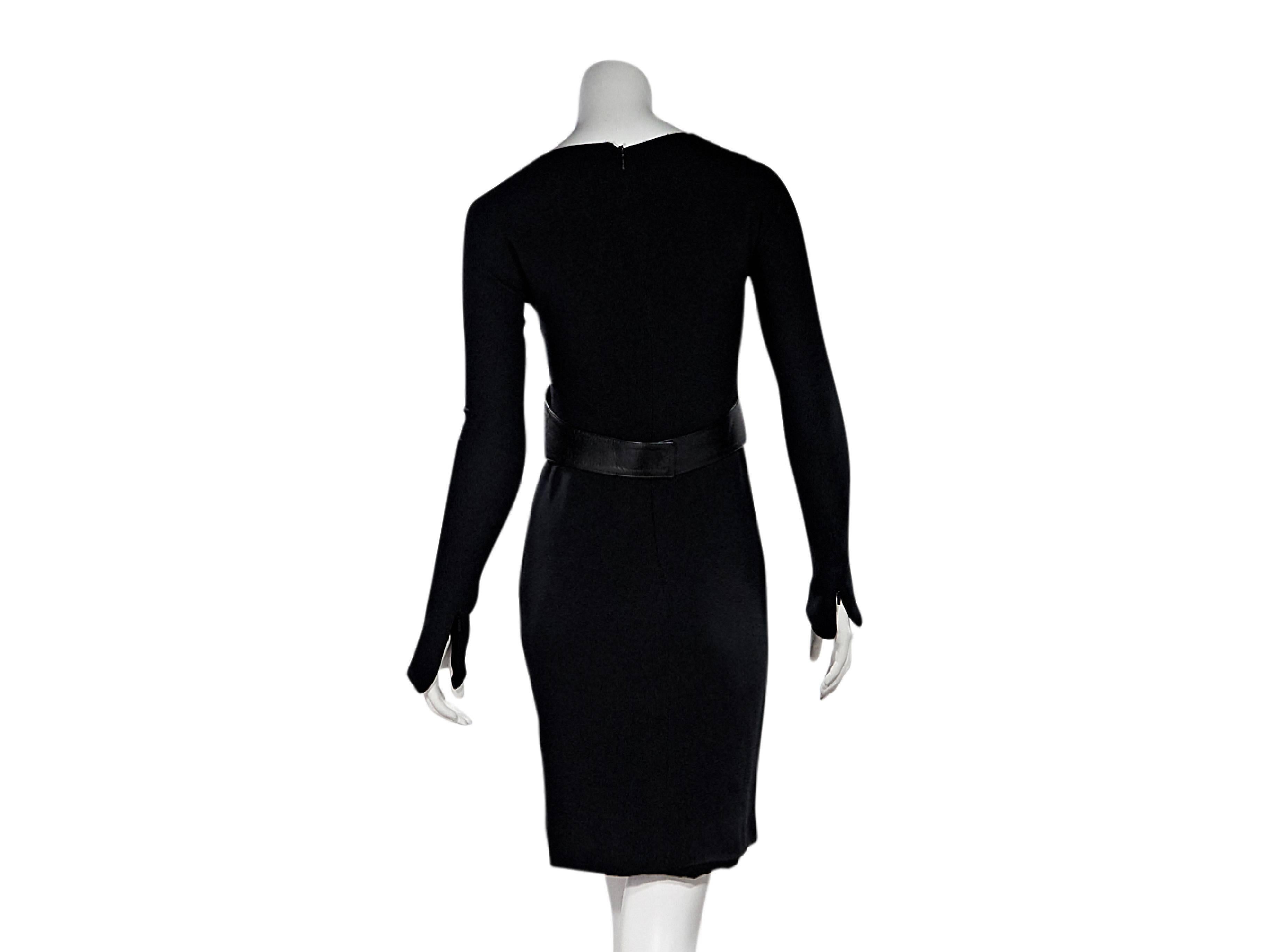 Black Gucci Long-Sleeve Belted Dress In Good Condition In New York, NY