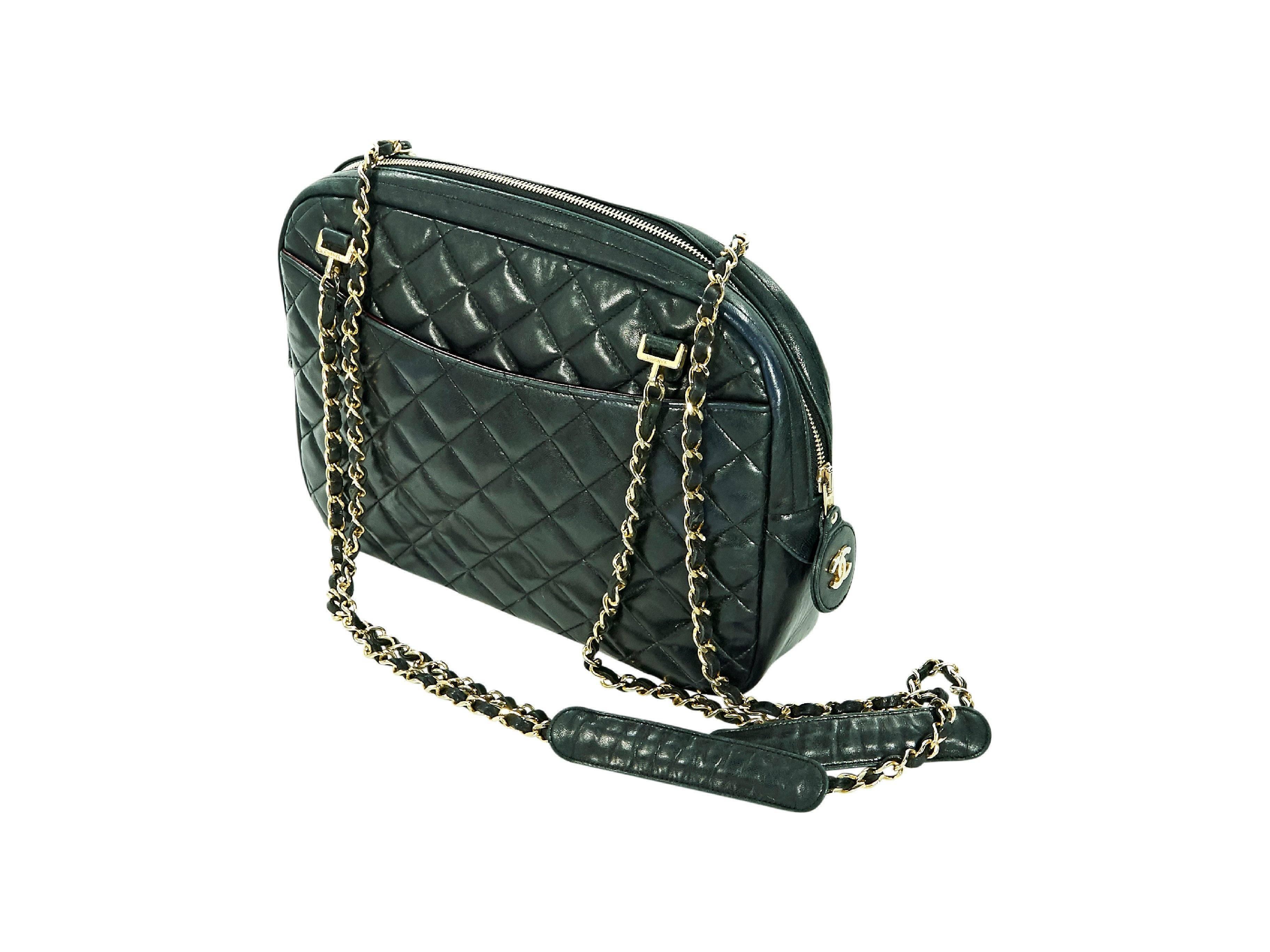 Chanel Vintage Black Quilted Lambskin Crossbody Bag In Good Condition In New York, NY