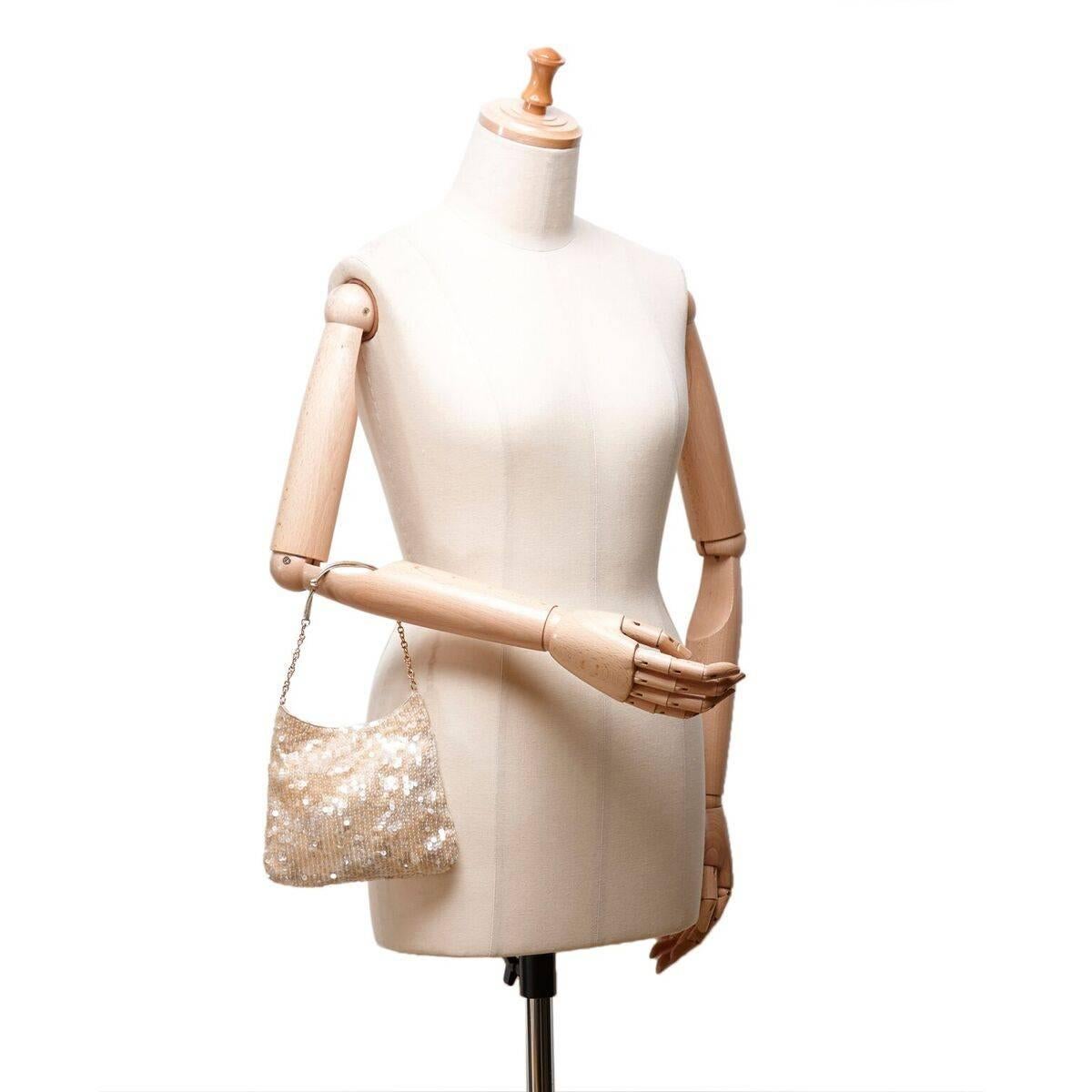 Beige Champagne Prada Sequin Evening Bag