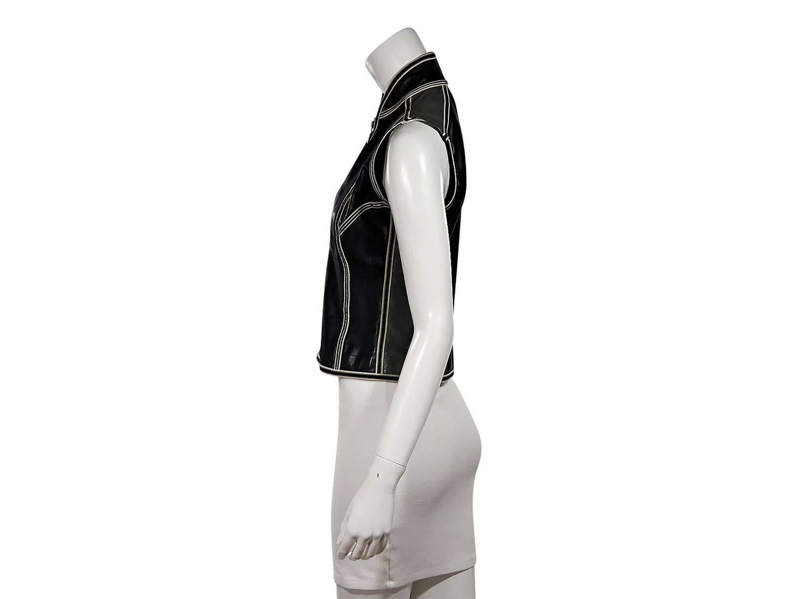 Giorgio Armani Black Leather Vest In Good Condition In New York, NY