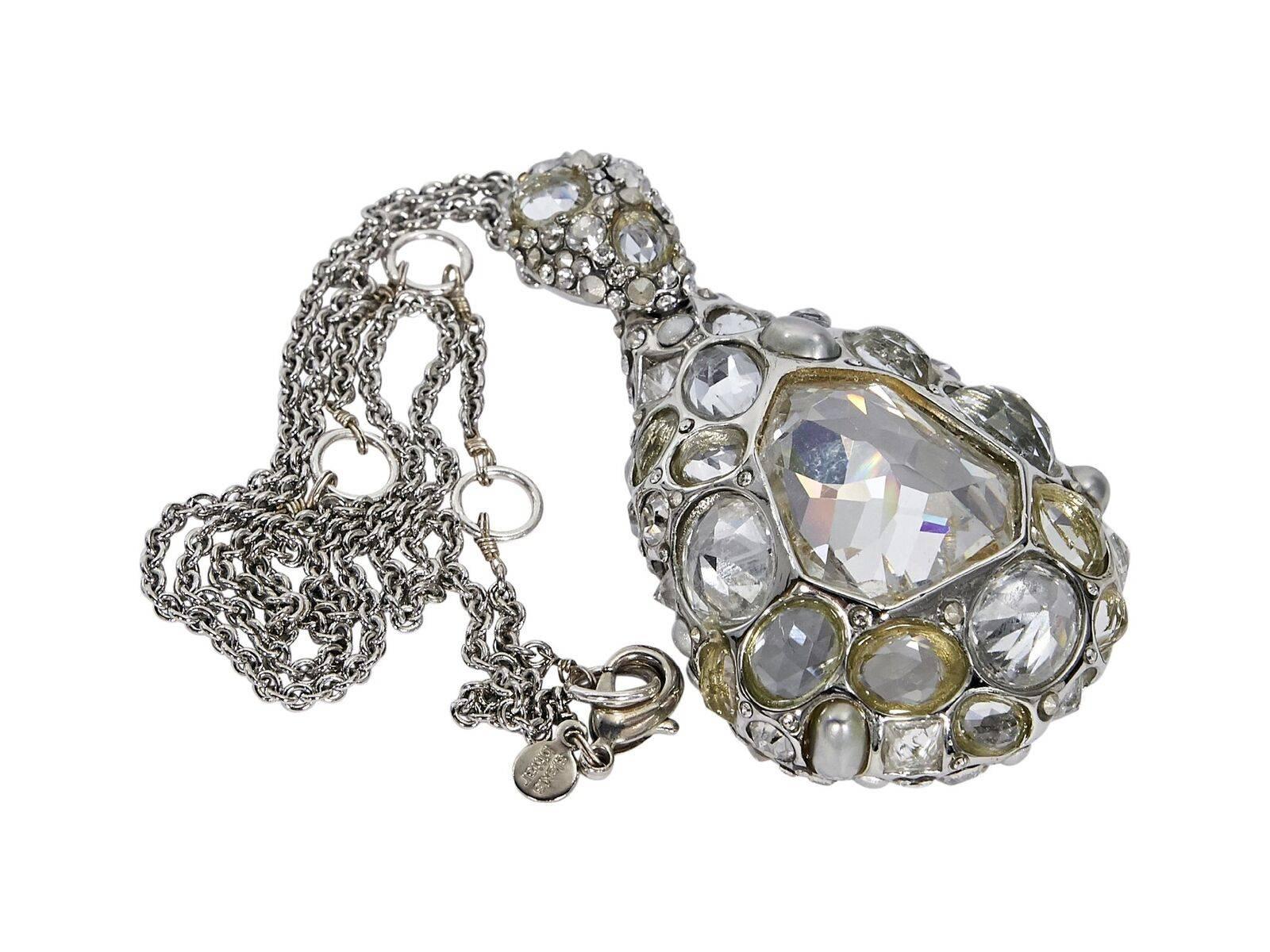 Silver Alexis Bittar Crystal Teardrop Pendant Necklace In Good Condition In New York, NY