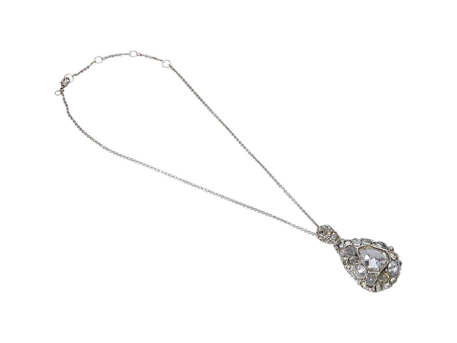 Women's Silver Alexis Bittar Crystal Teardrop Pendant Necklace