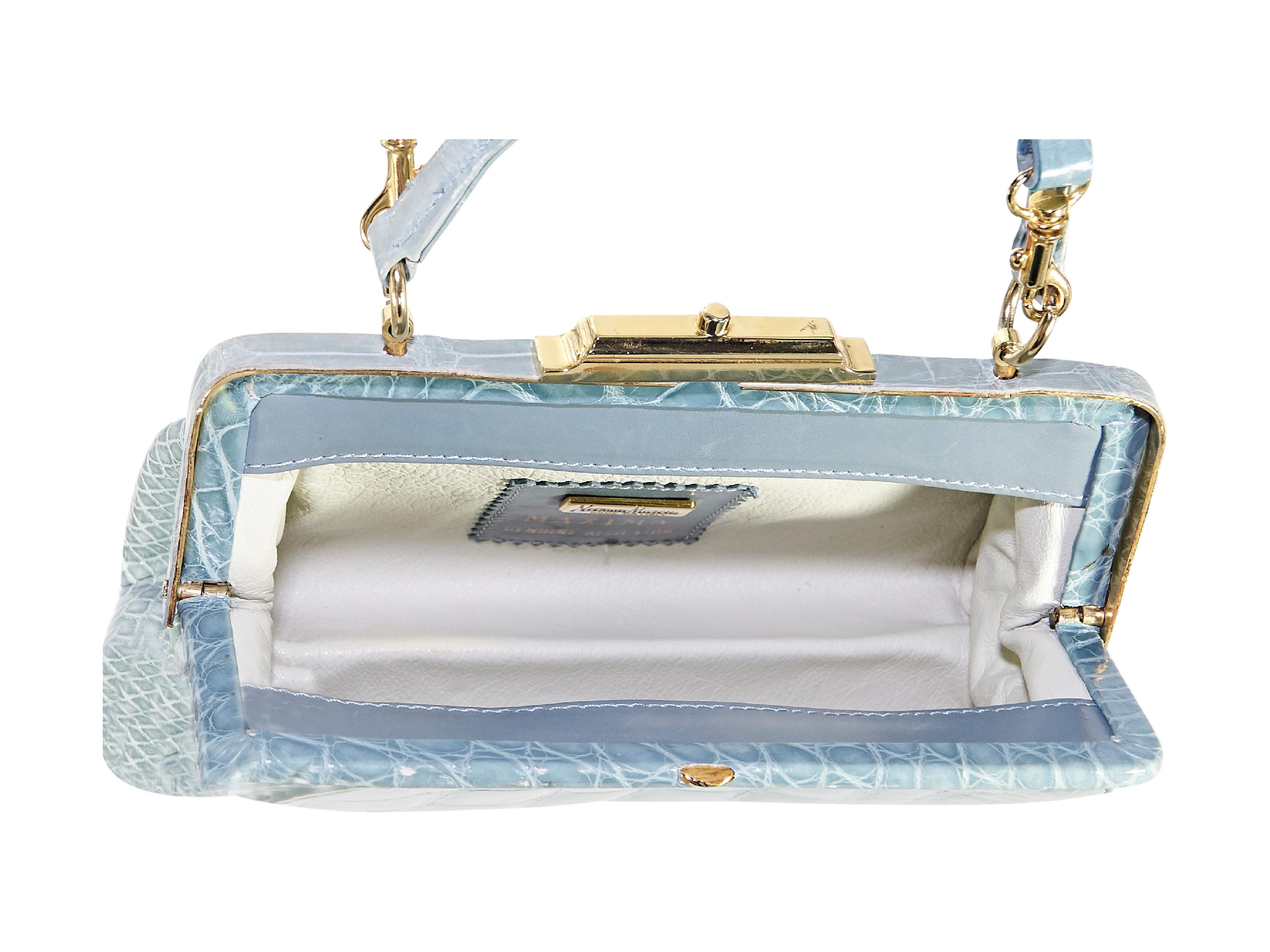 Maxima Light Blue Mini Alligator Evening Bag In Excellent Condition In New York, NY