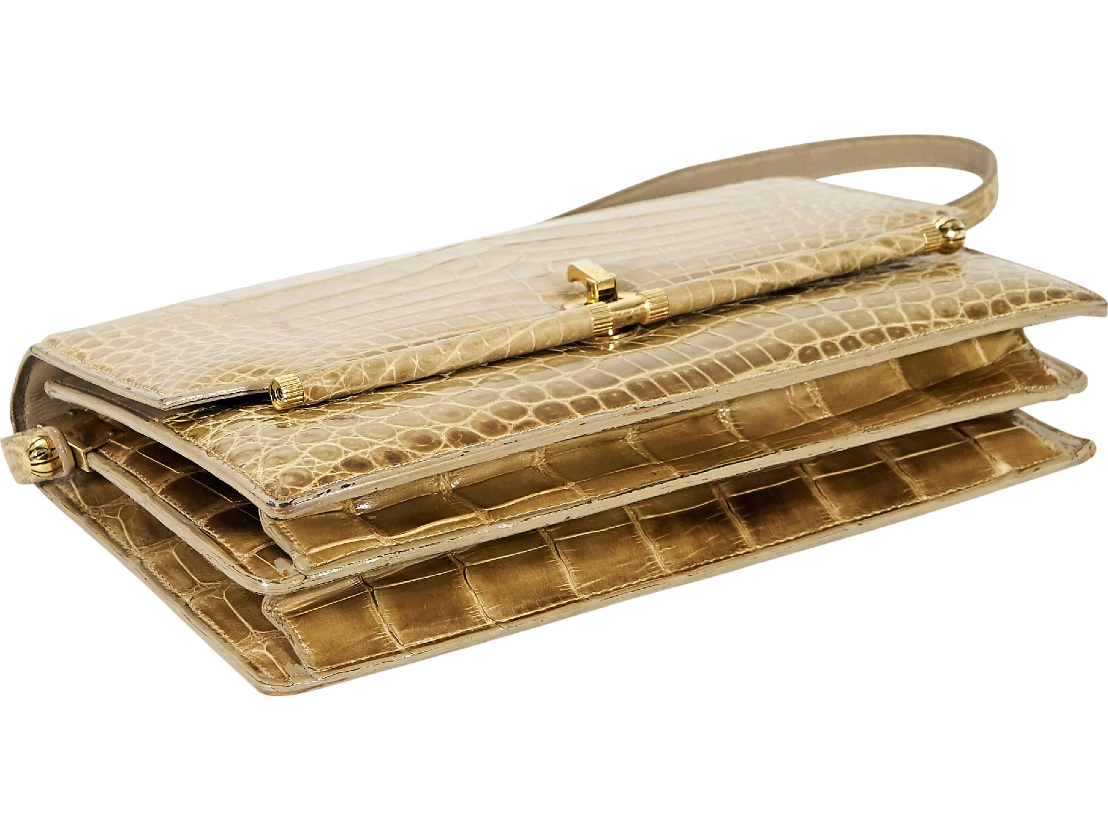 Beige Lucille de Paris Vintage Tan Alligator Belly Bag