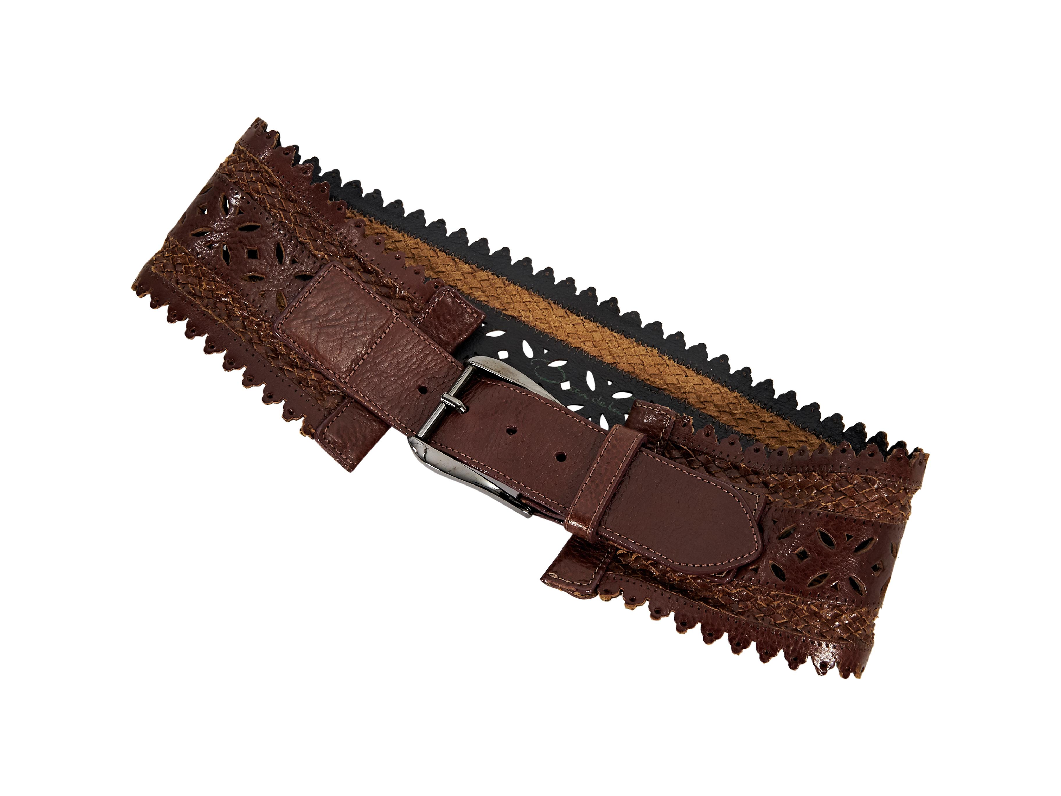 Black Oscar de la Renta Brown Leather Waist Belt
