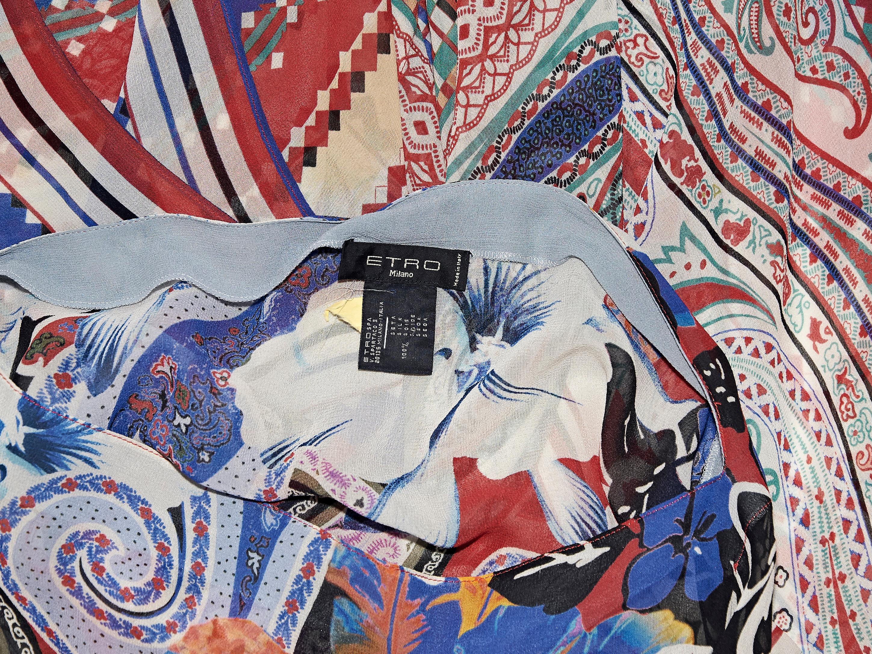 Multicolor Etro Printed Silk Scarf Top In Excellent Condition In New York, NY