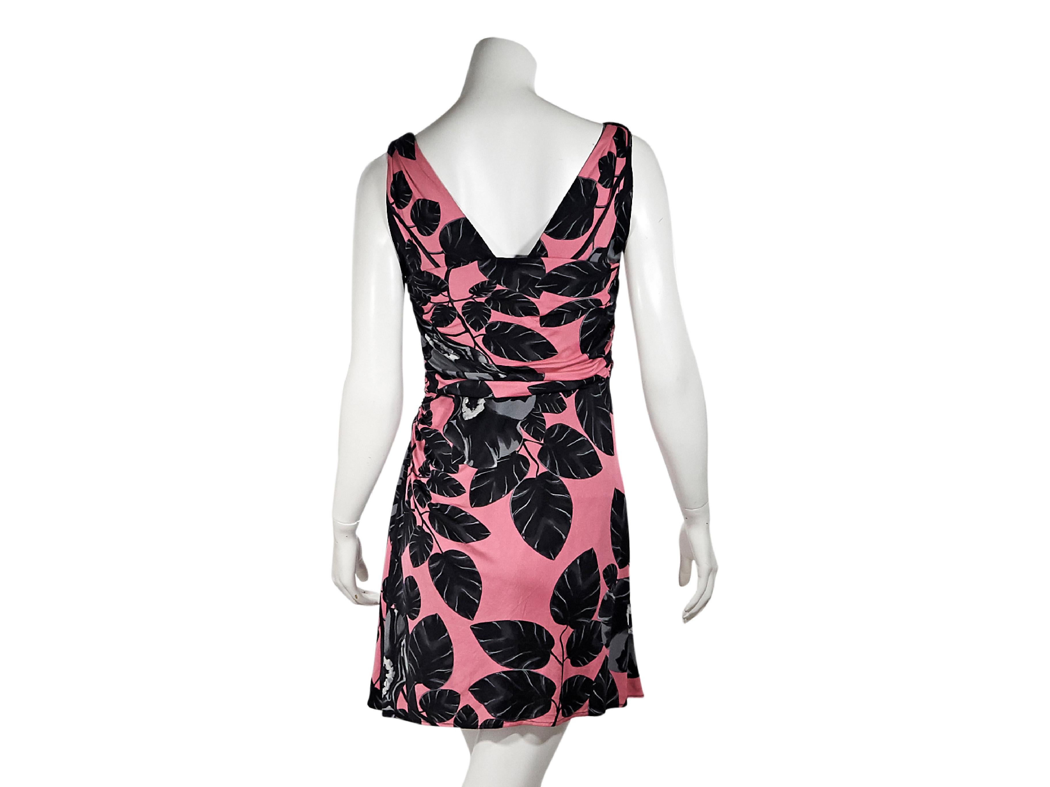 Pink & Black Versace Floral Silk-Blend Jersey Dress In Good Condition In New York, NY