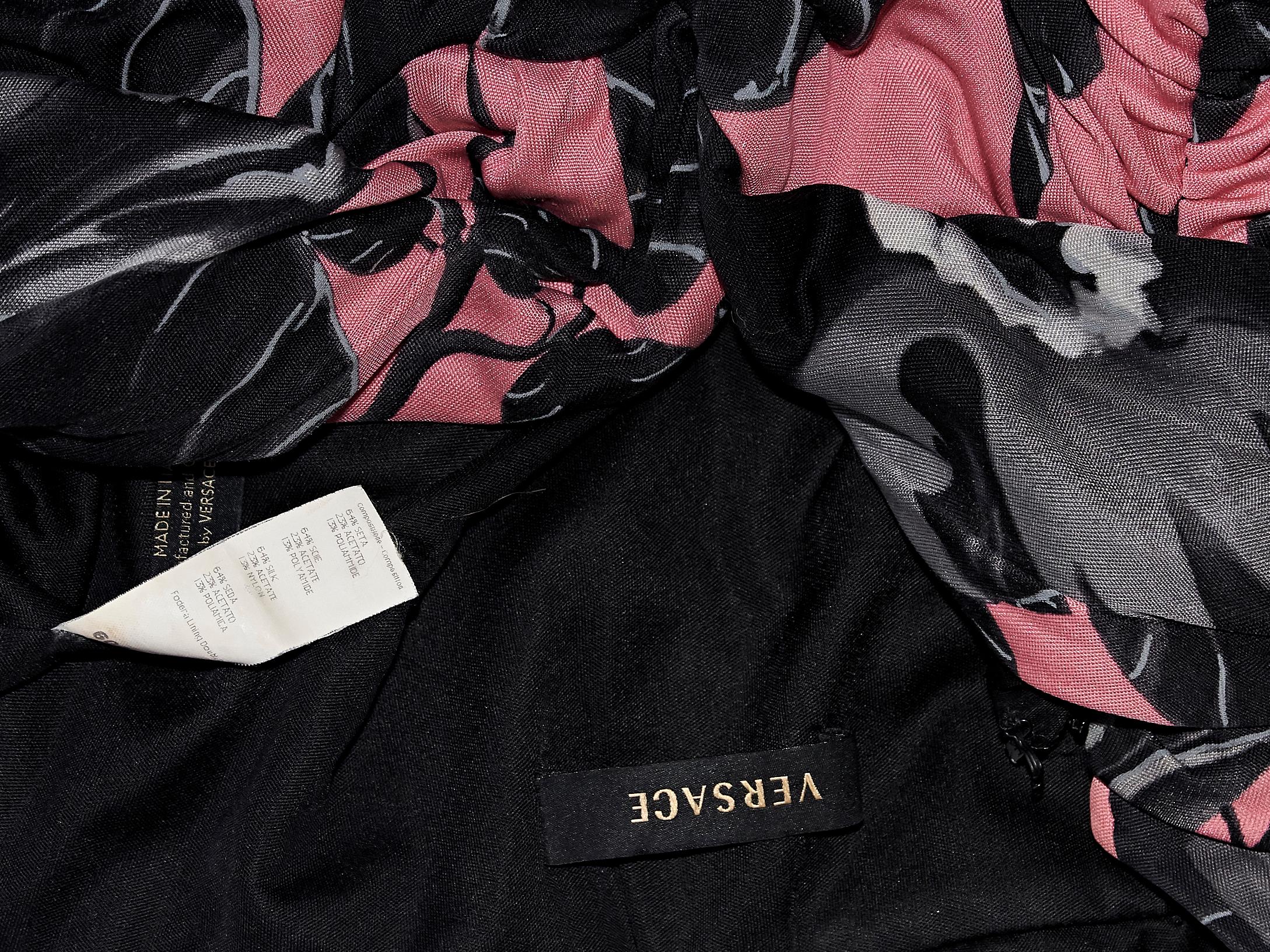 Women's Pink & Black Versace Floral Silk-Blend Jersey Dress
