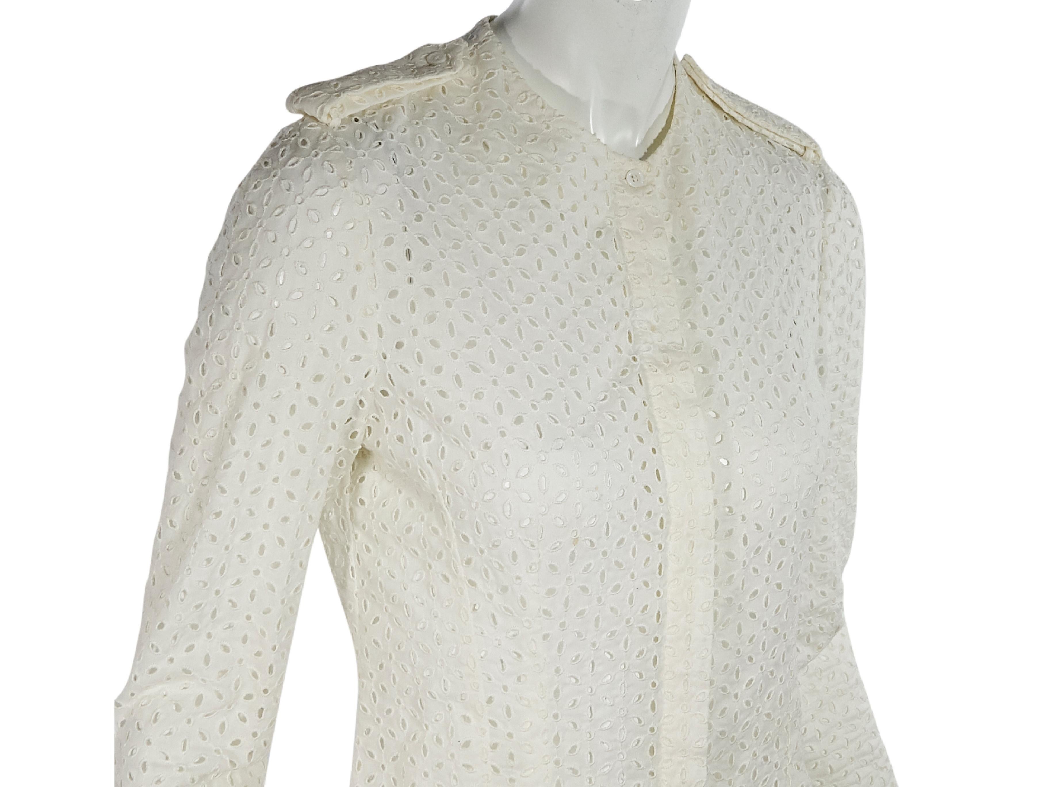 White Alexander McQueen Cotton Eyelet Dress In Good Condition In New York, NY