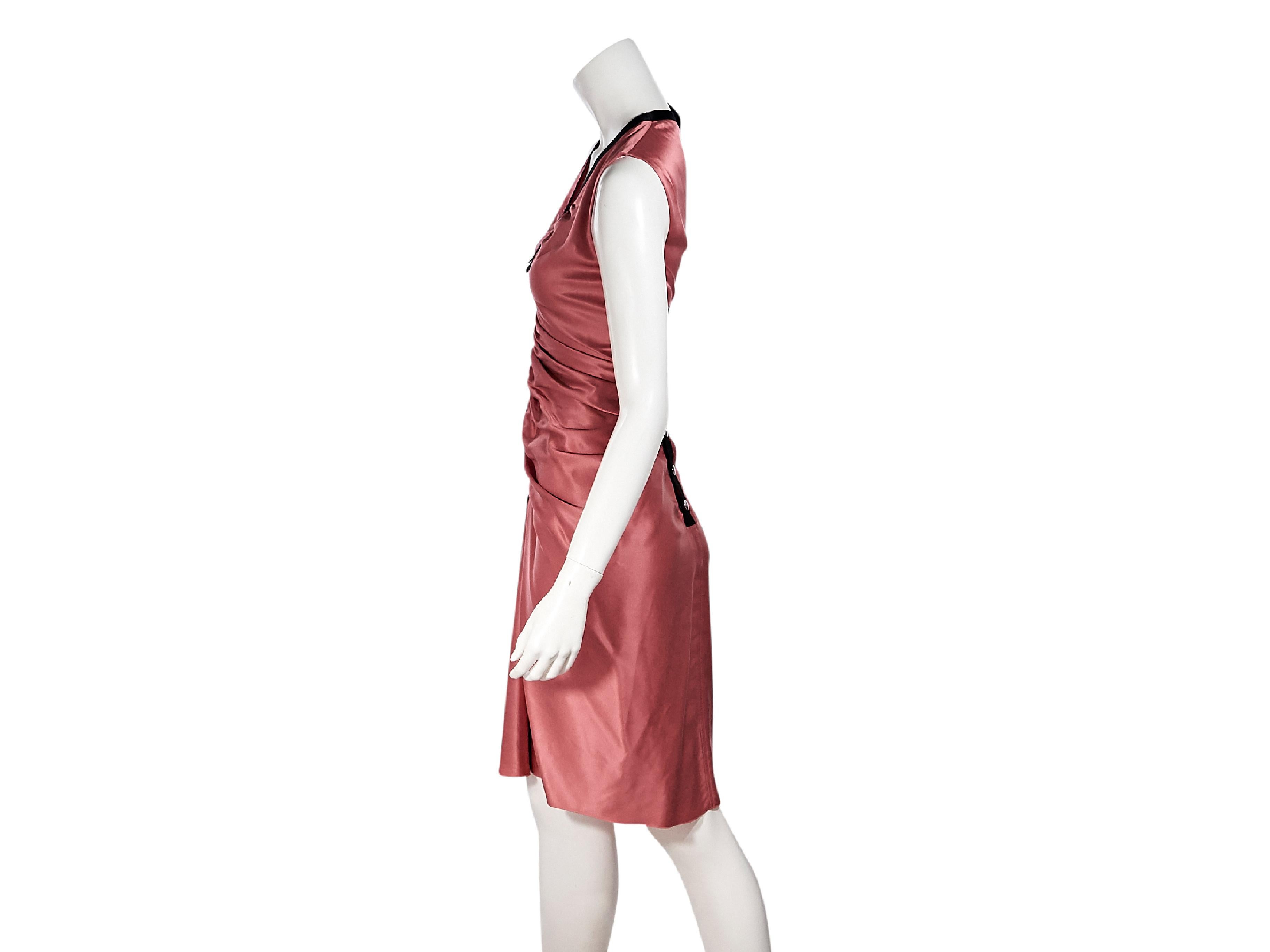Product details:  Pink silk dress by Lanvin.  Ruched front design creates a flattering silhouette.  V-neck.  Sleeveless.  Button back closure.  31