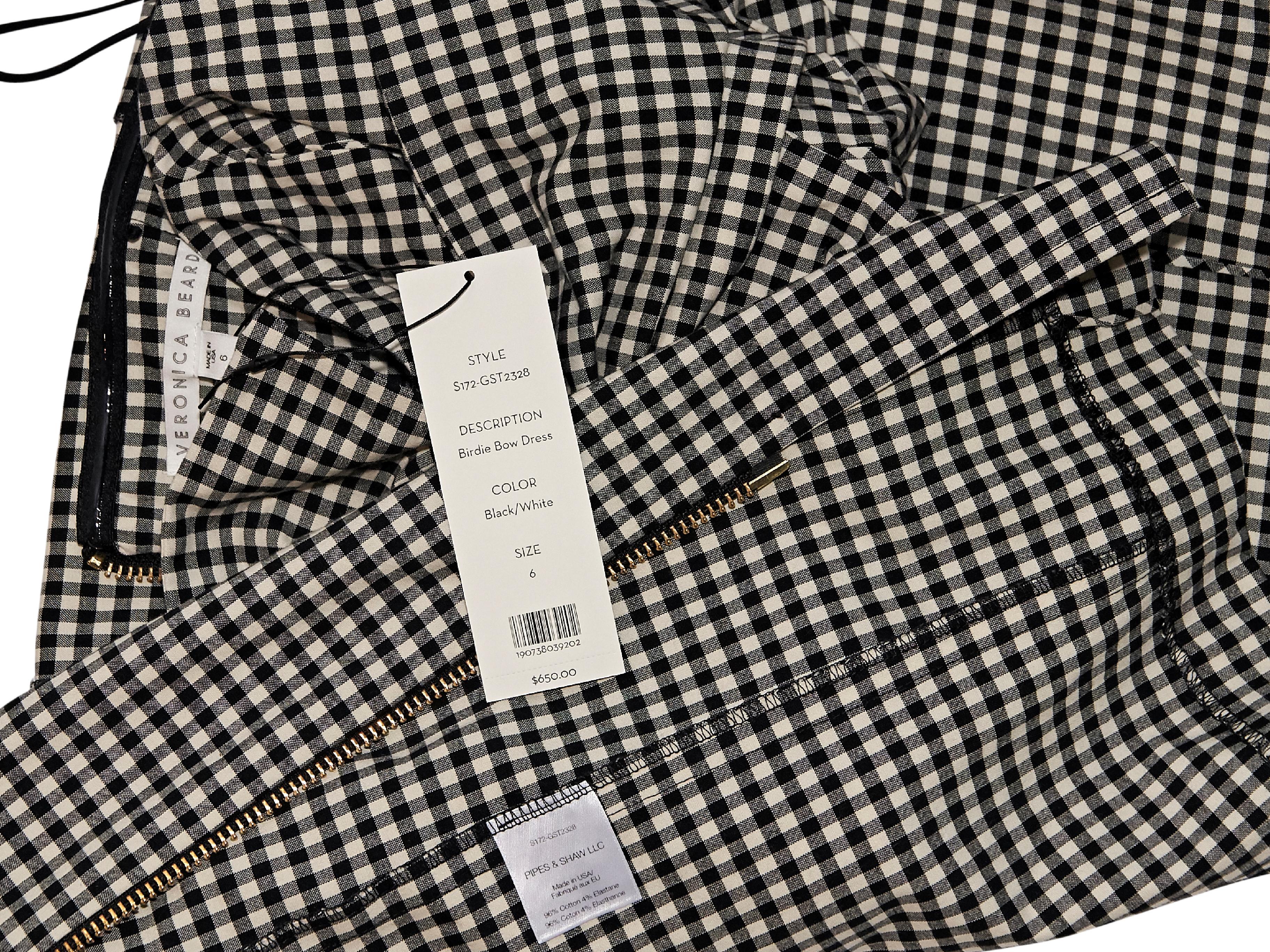 Black& White Veronica Beard Gingham Birdie Bow Dress In Good Condition In New York, NY