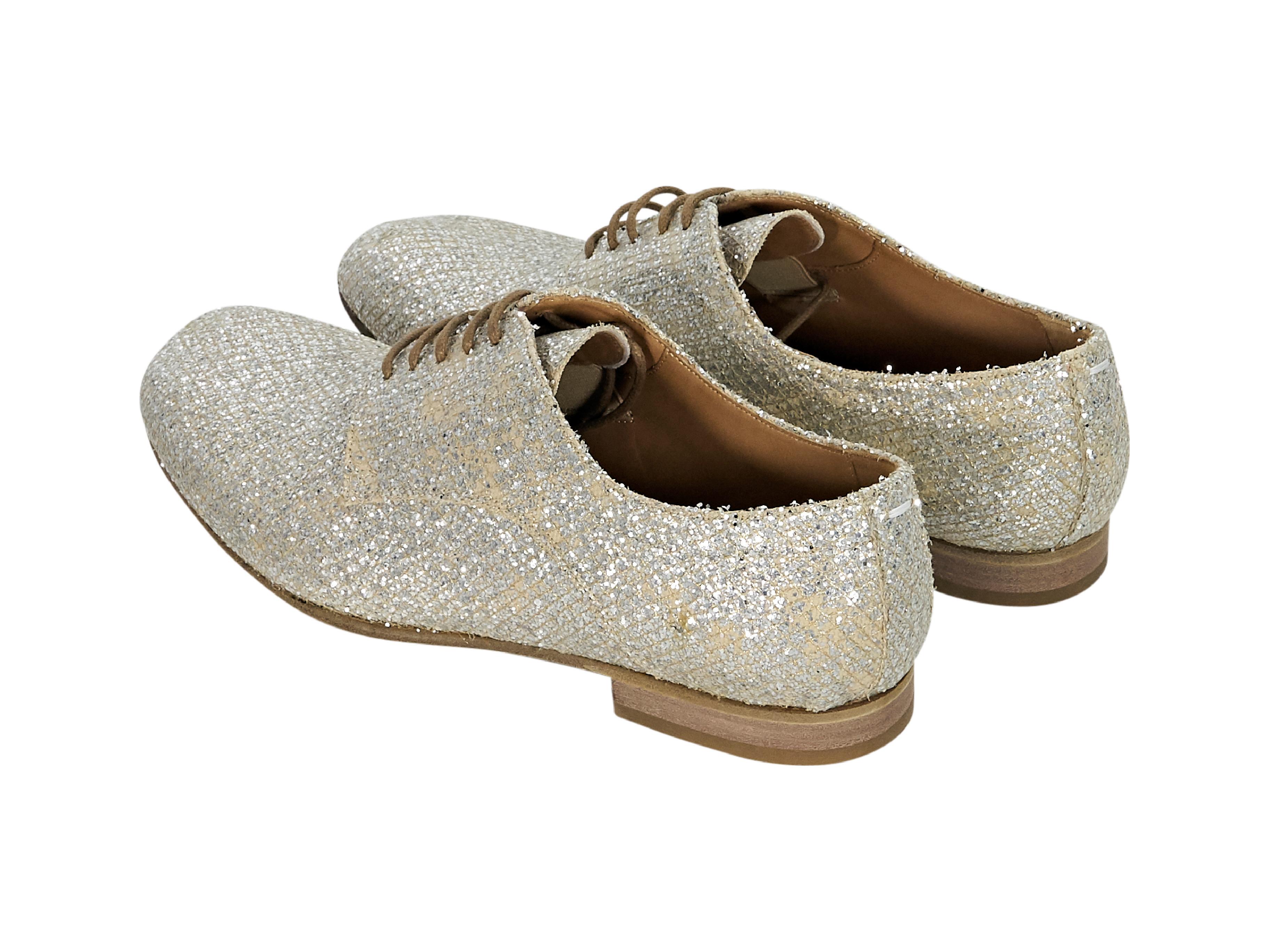 Beige Maison Martin Margiela Silver Glittered Oxford Shoes