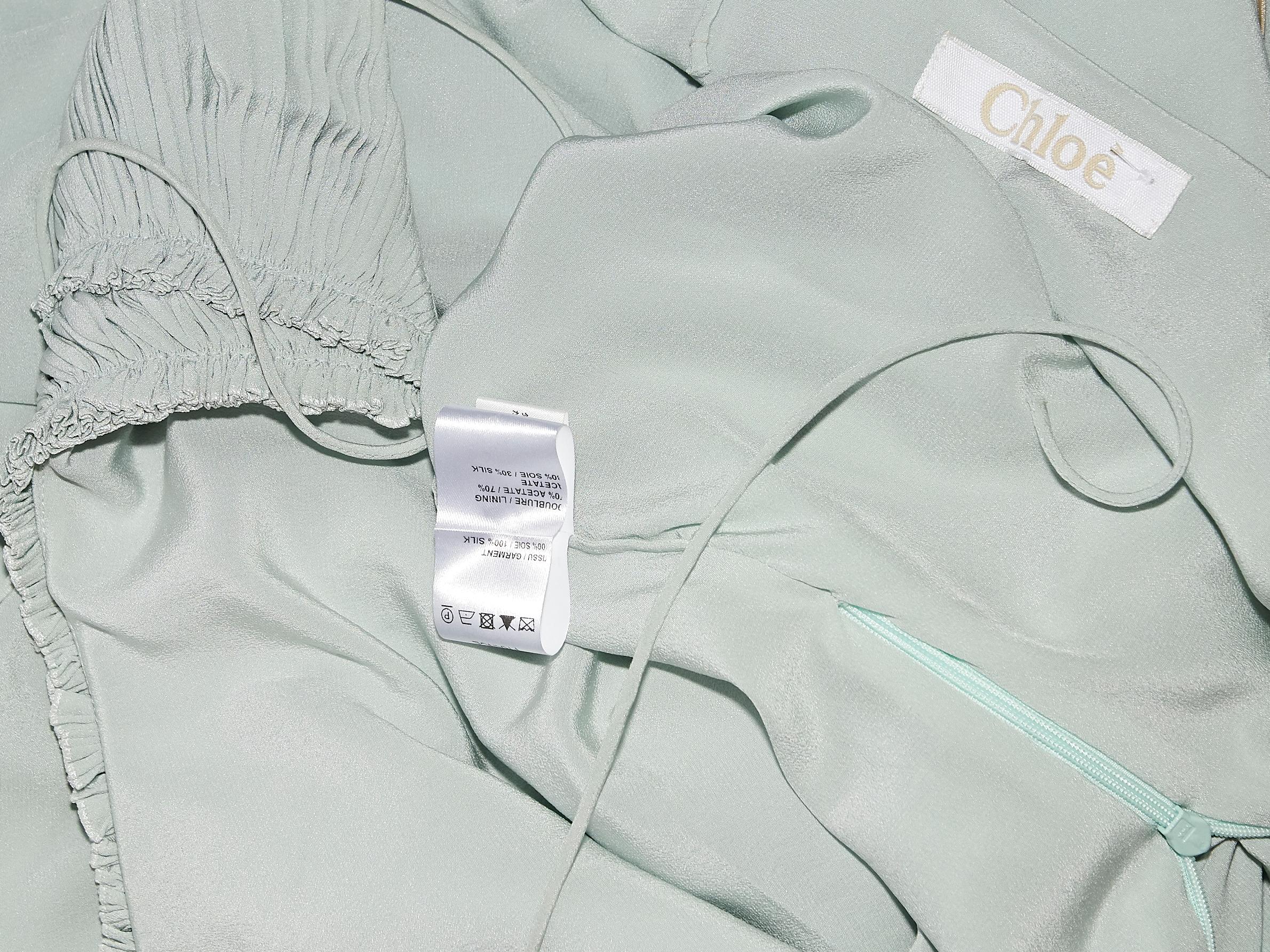 Gray Mint Green Chloe Pleated Silk Dress