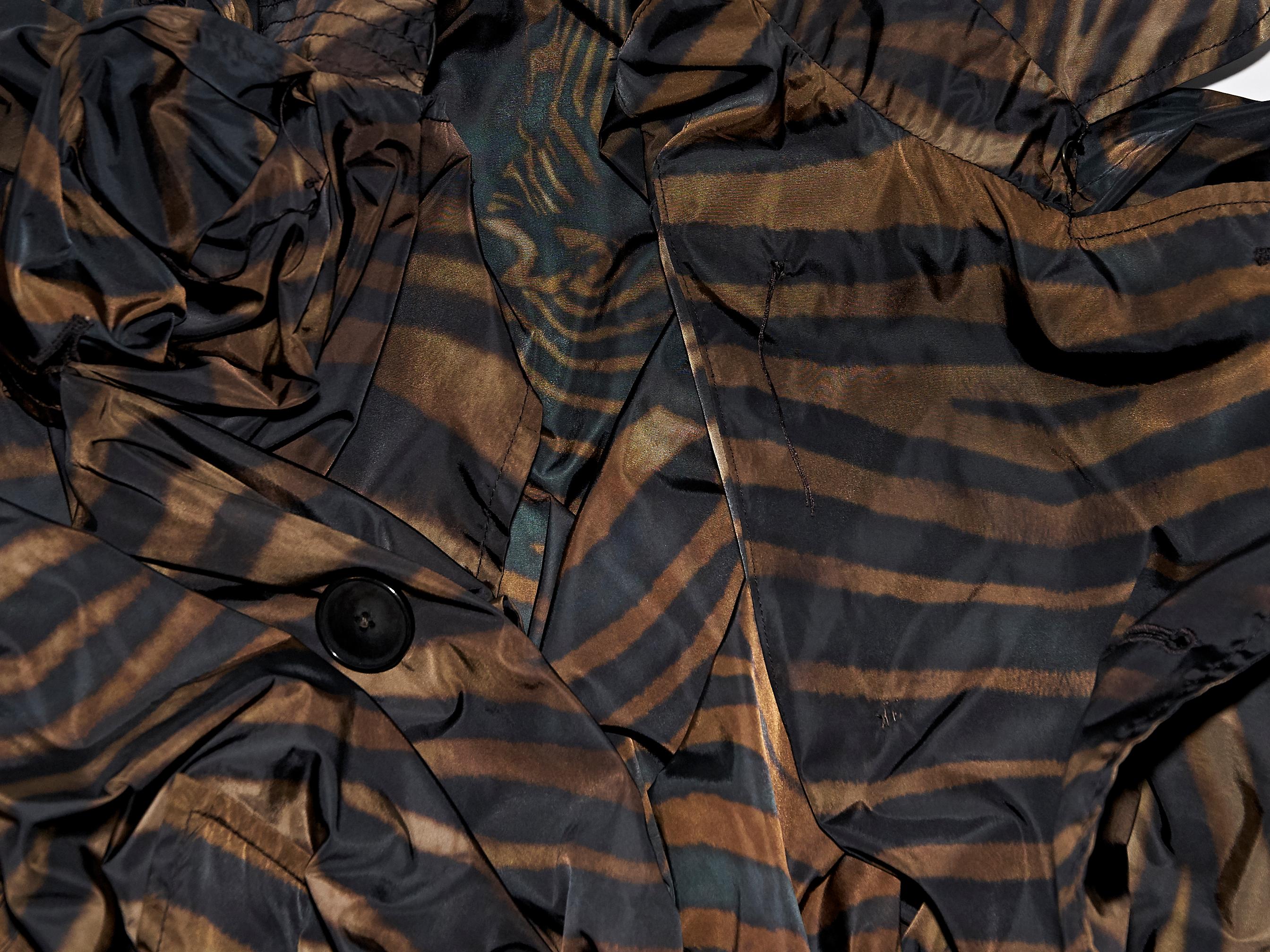 Black Multicolor Jean Paul Gaultier Zebra-Print Trench Coat
