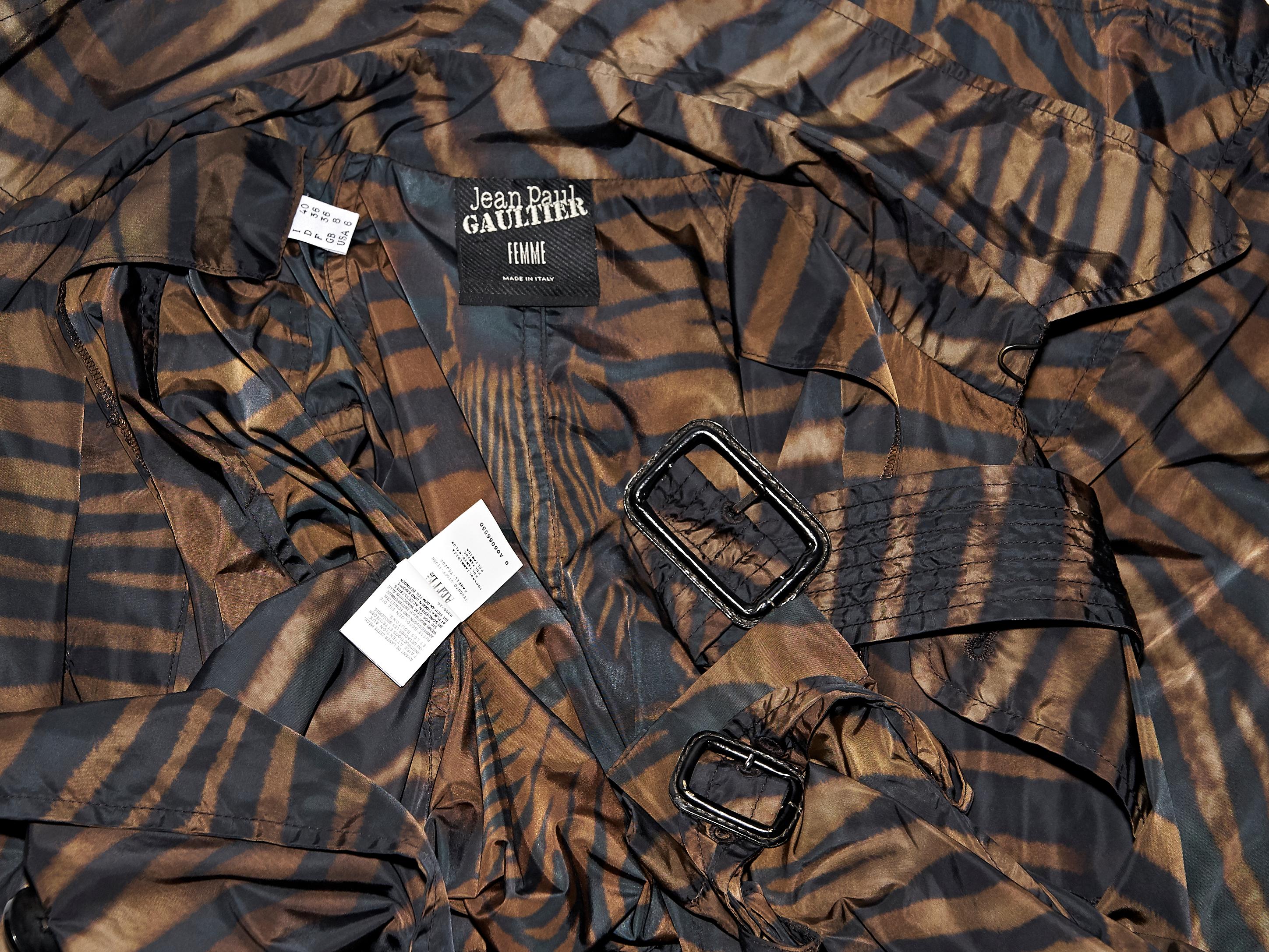 Multicolor Jean Paul Gaultier Zebra-Print Trench Coat In Good Condition In New York, NY