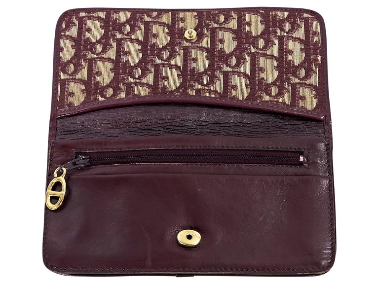 Burgundy Vintage Christian Dior Monogram Wallet For Sale at 1stDibs