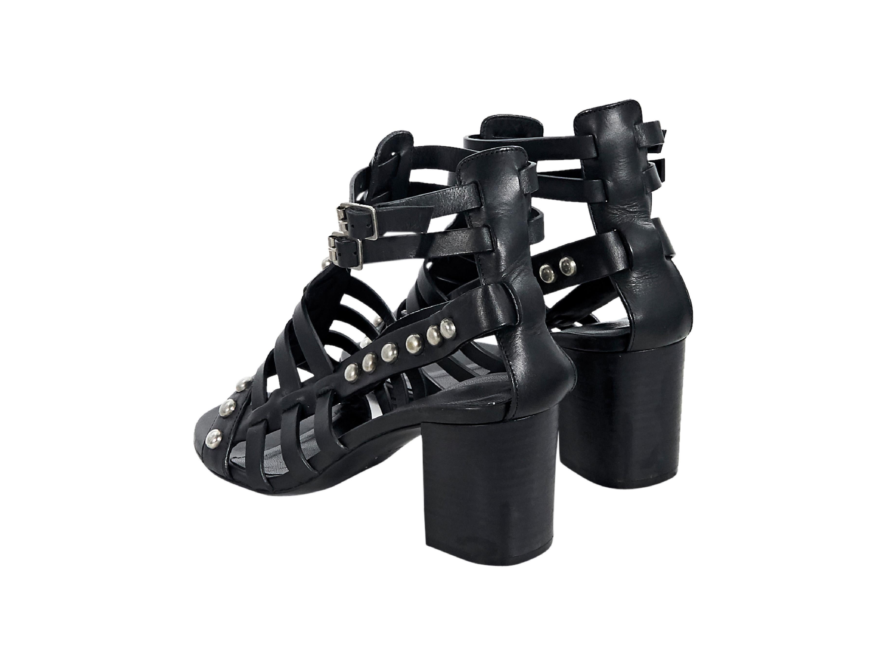 Black Saint Laurent Studded Leather Sandals In Good Condition In New York, NY