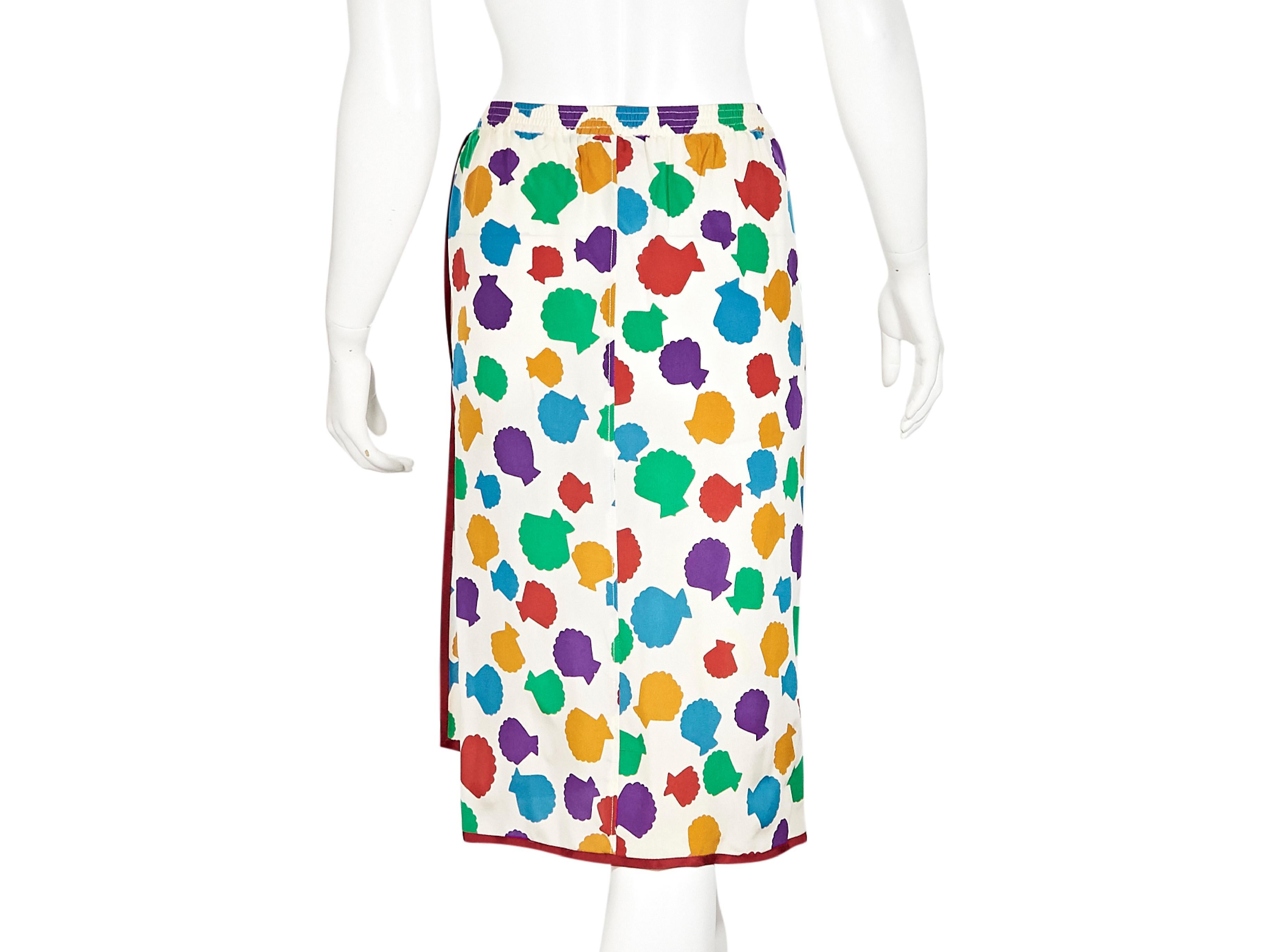 White Multicolor Vintage Saint Laurent Shell-Printed Skirt