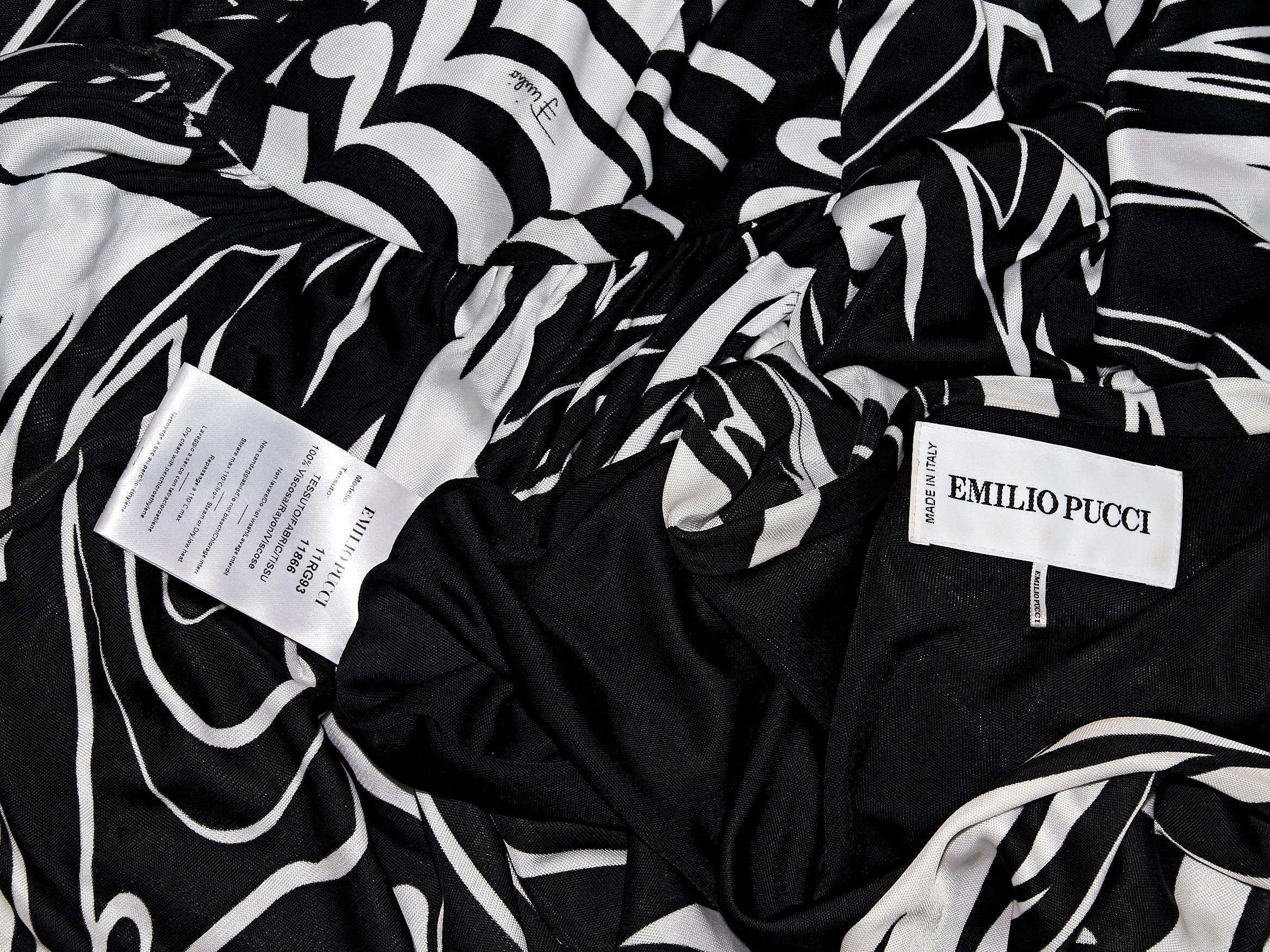 Black & White Emilio Pucci Printed Jersey-Knit Dress In Good Condition In New York, NY