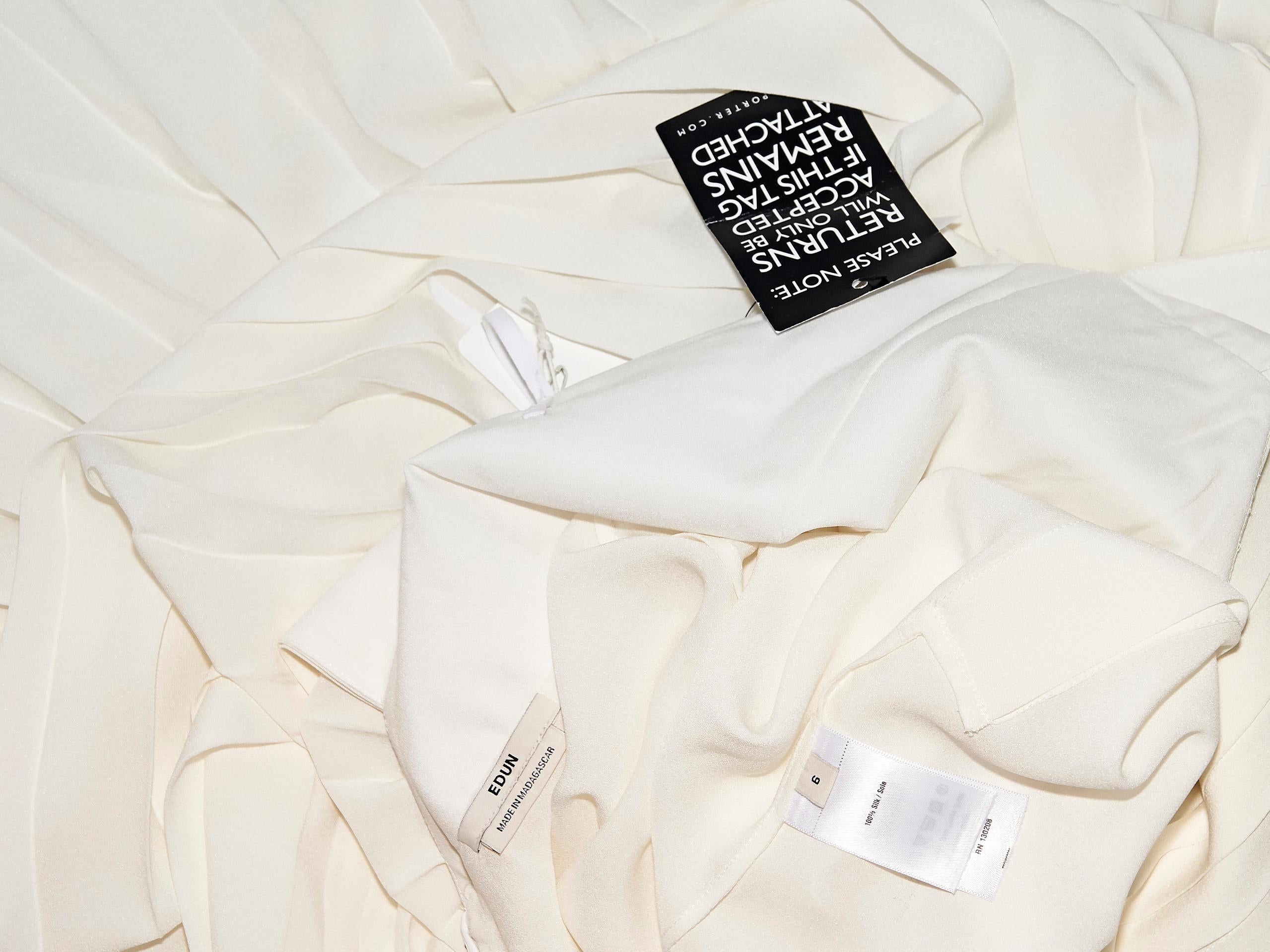 White Edun Pleated Silk Sleeveless Dress In Good Condition In New York, NY
