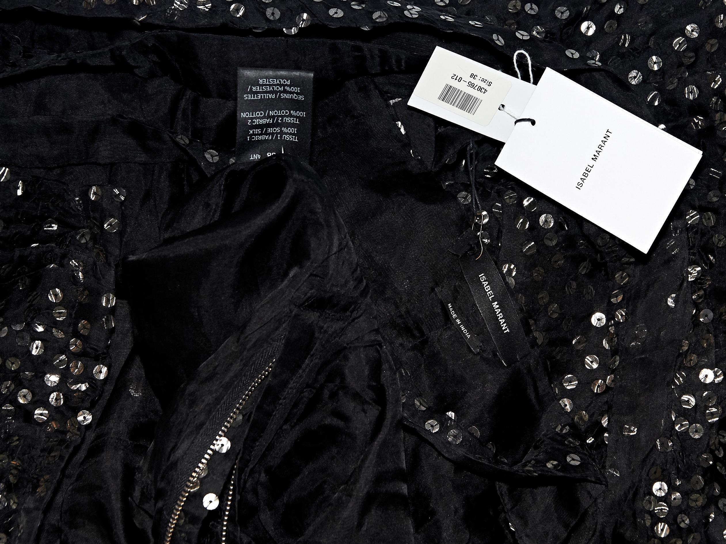 Black Isabel Marant Sequined Silk Organza Mini Dress In Good Condition In New York, NY