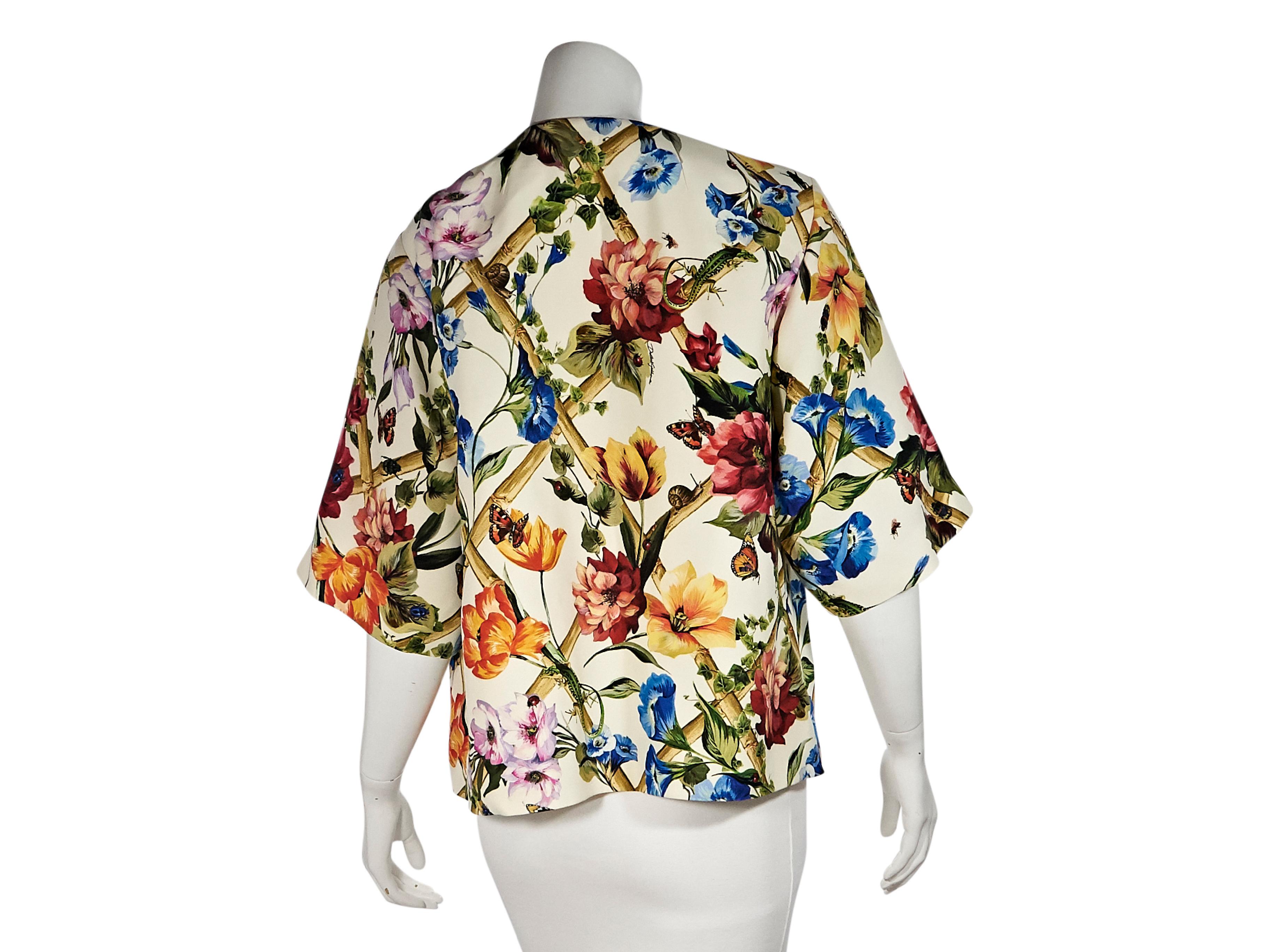 Beige Dolce & Gabbana Multicolor Floral-Printed Jacket