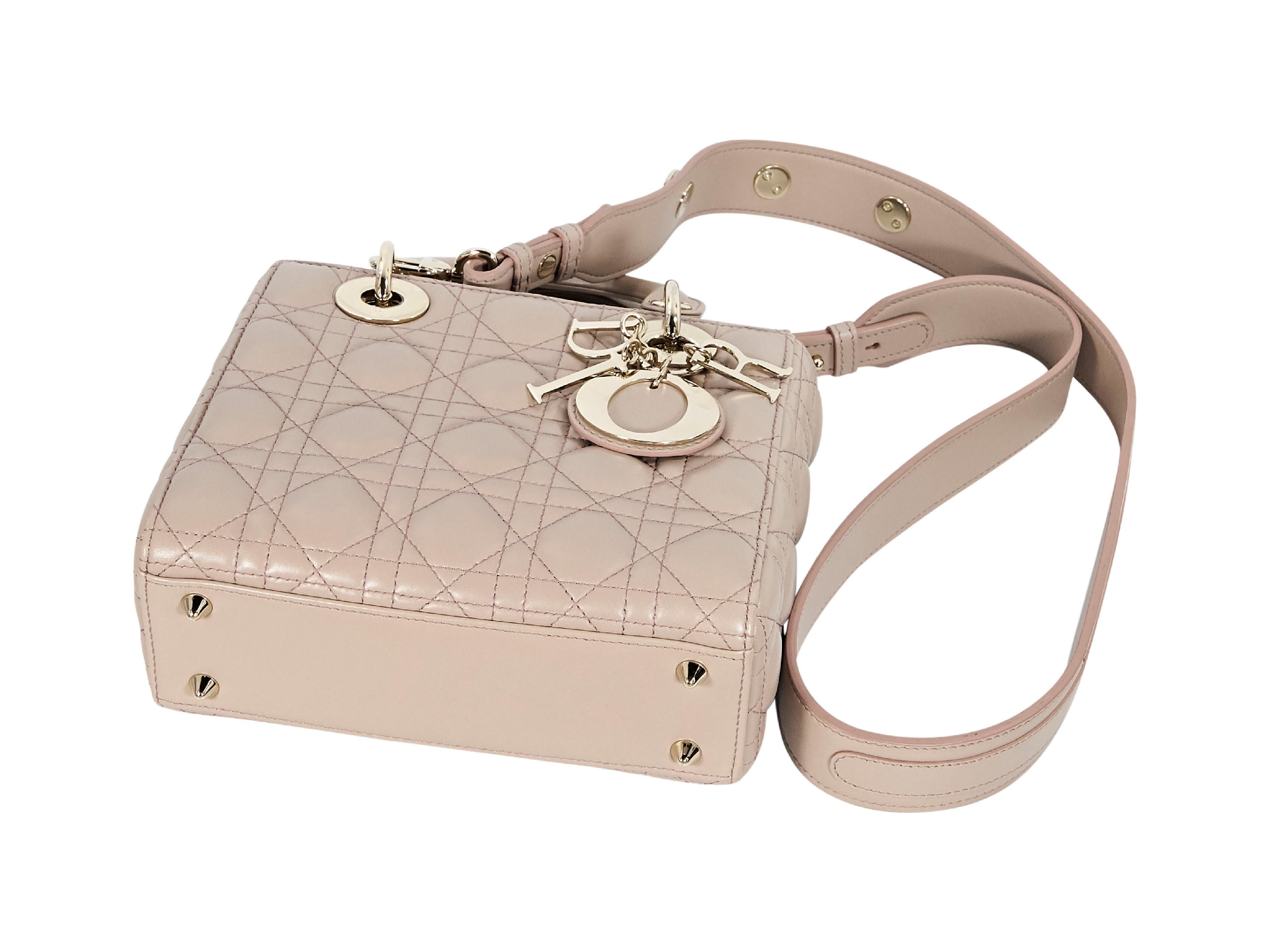 Beige Christian Dior Leather Lady Dior Mini Satchel In Good Condition In New York, NY
