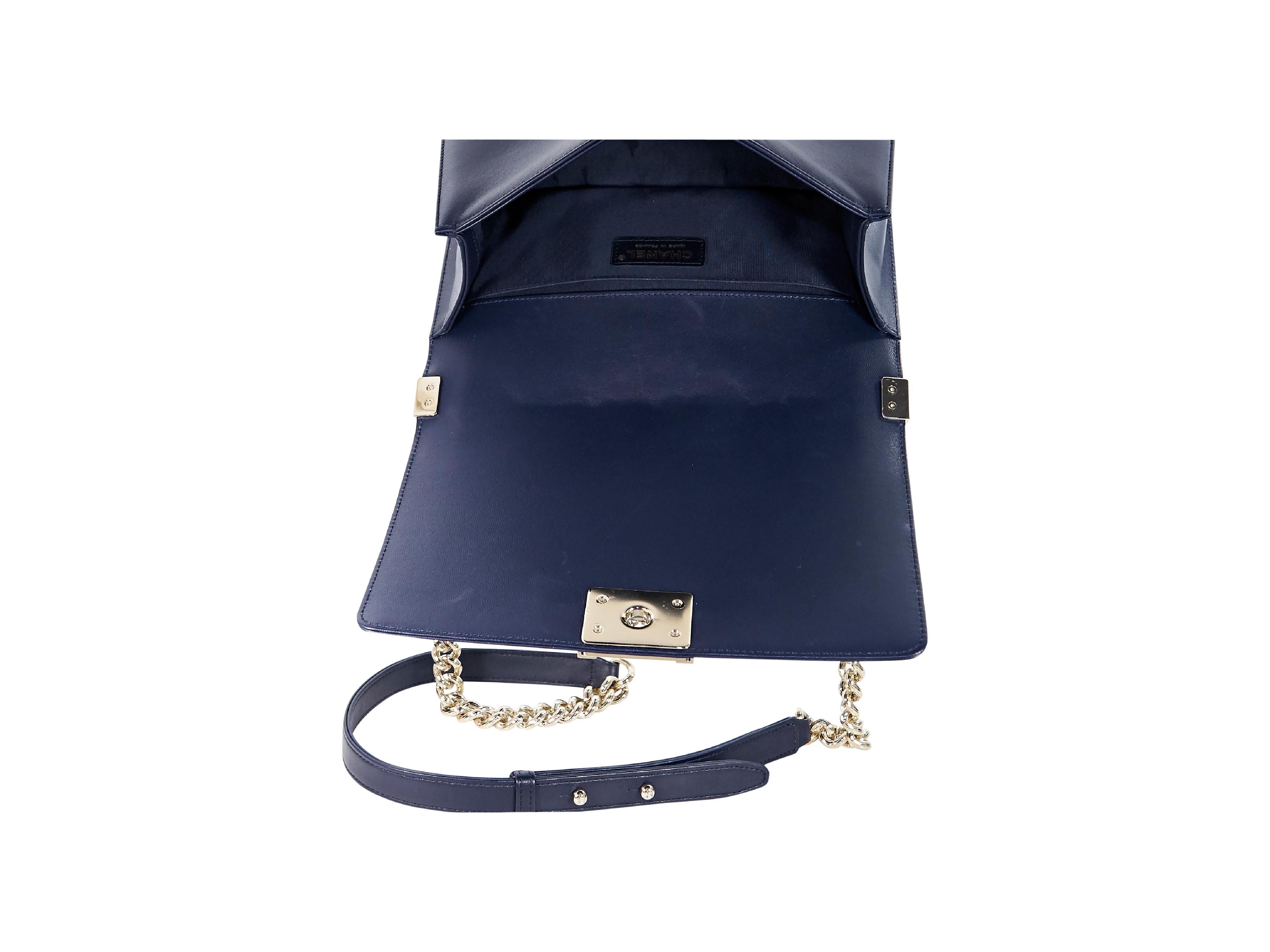 Women's Navy Blue Chanel Leather Boy Shoulder Bag