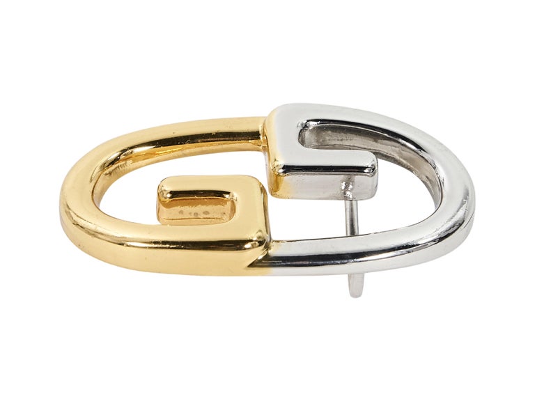 Gold and Silver Vintage Gucci Double G Belt Buckle For Sale at 1stdibs