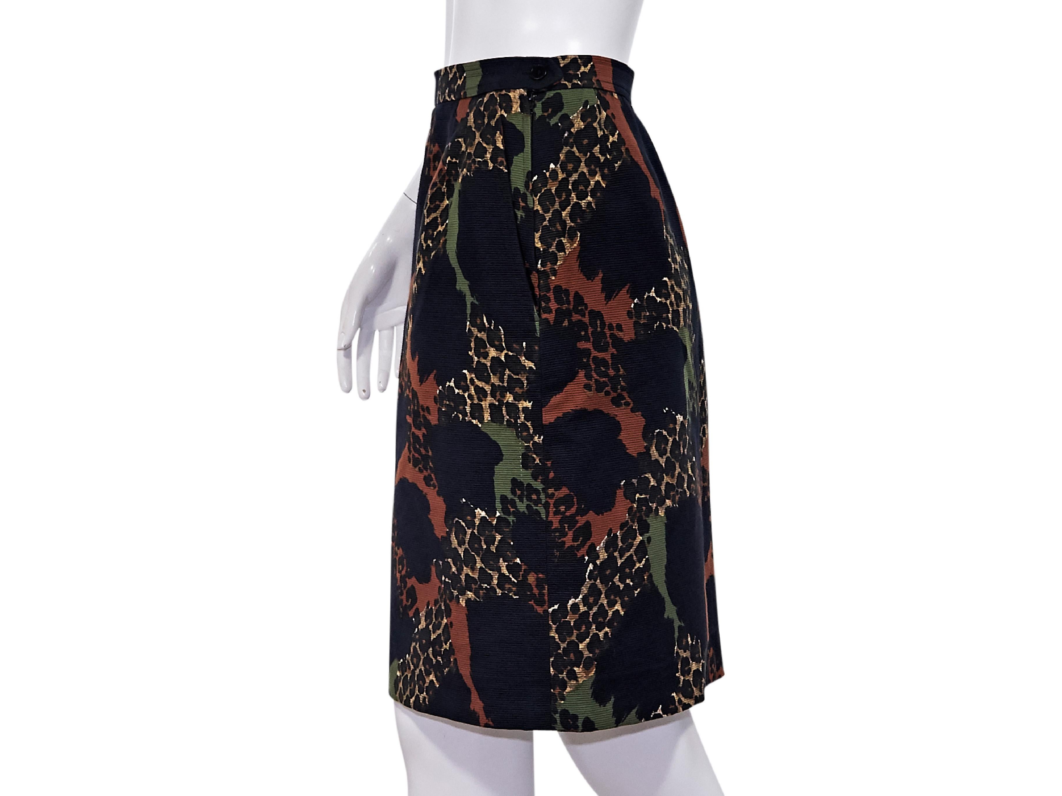 Black Yves Saint Laurent Rive Gauche Multicolor Vintage Pencil Skirt