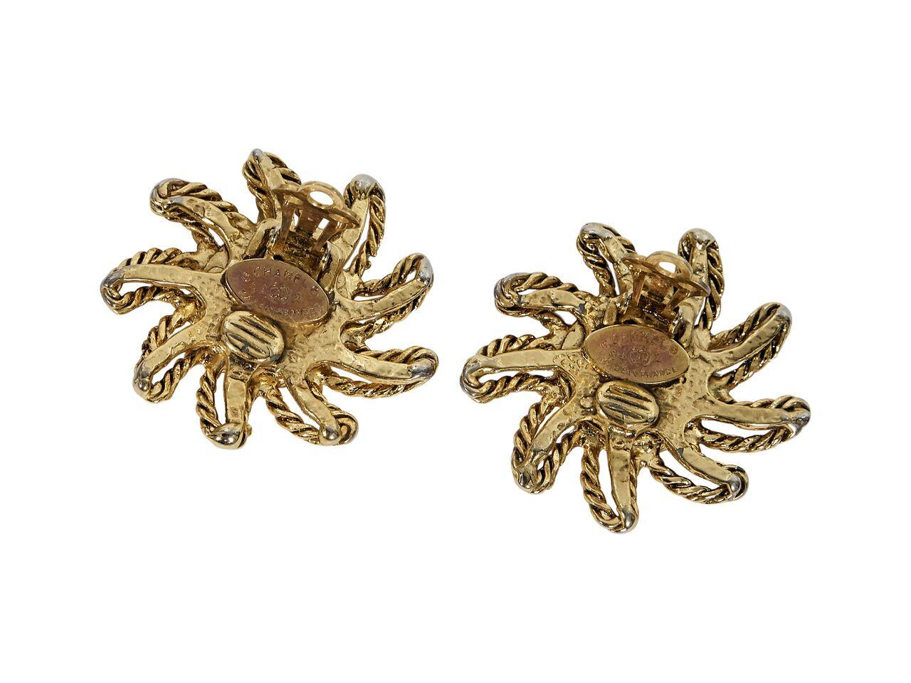 Goldtone Vintage Chanel Starburst Earrings In Good Condition In New York, NY